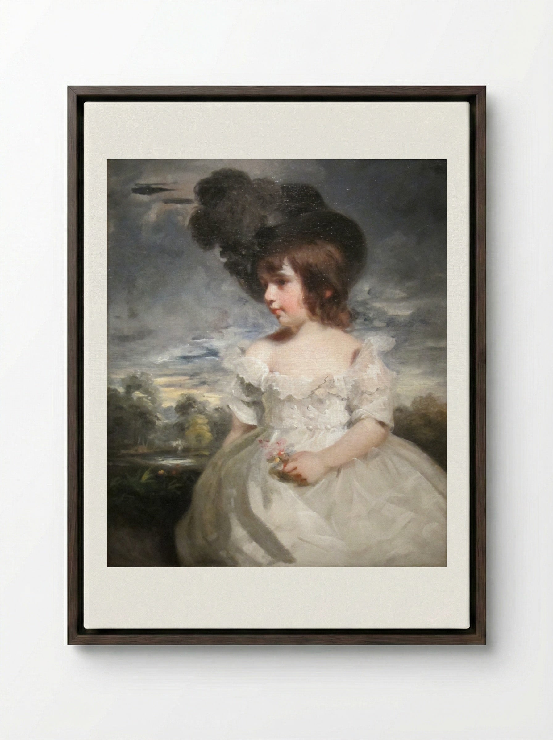 Master Meyrick (William Henry Meyrick in ruffled infant's dress) - John Hoppner - Framed Canvas Dark Wood