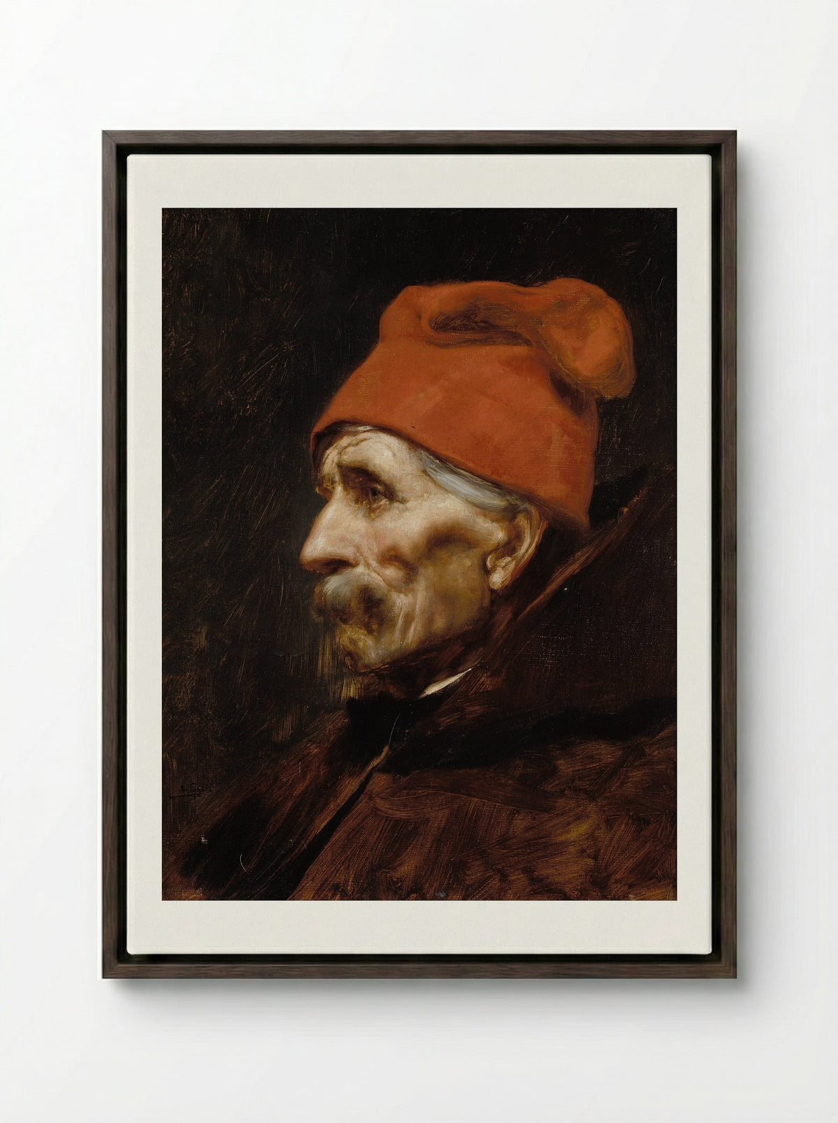 Head of an Old Man - Nikolaos Gyzis - Framed Canvas Dark Wood
