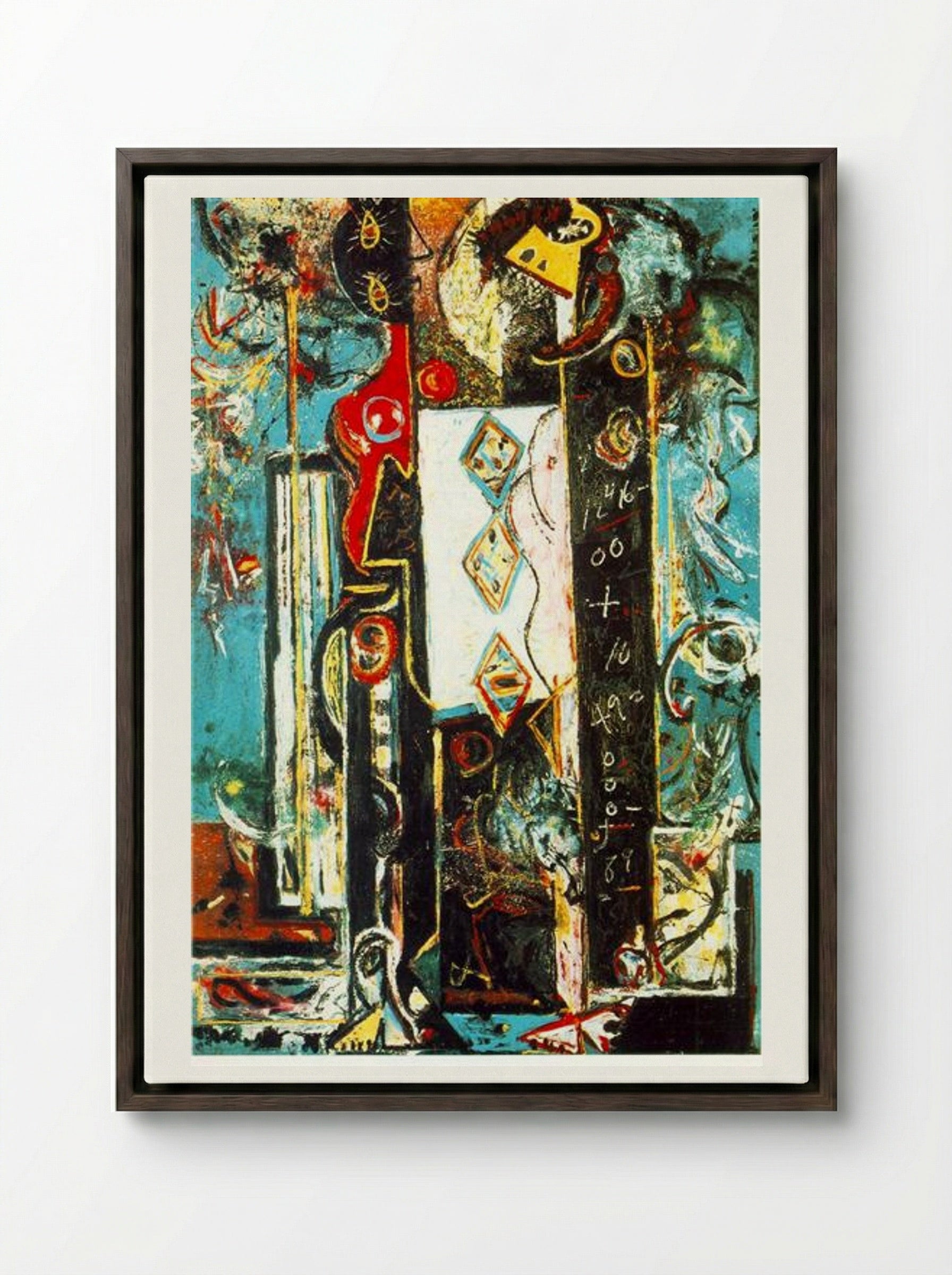 Male and Female - Jackson Pollock - Framed Canvas Dark Wood