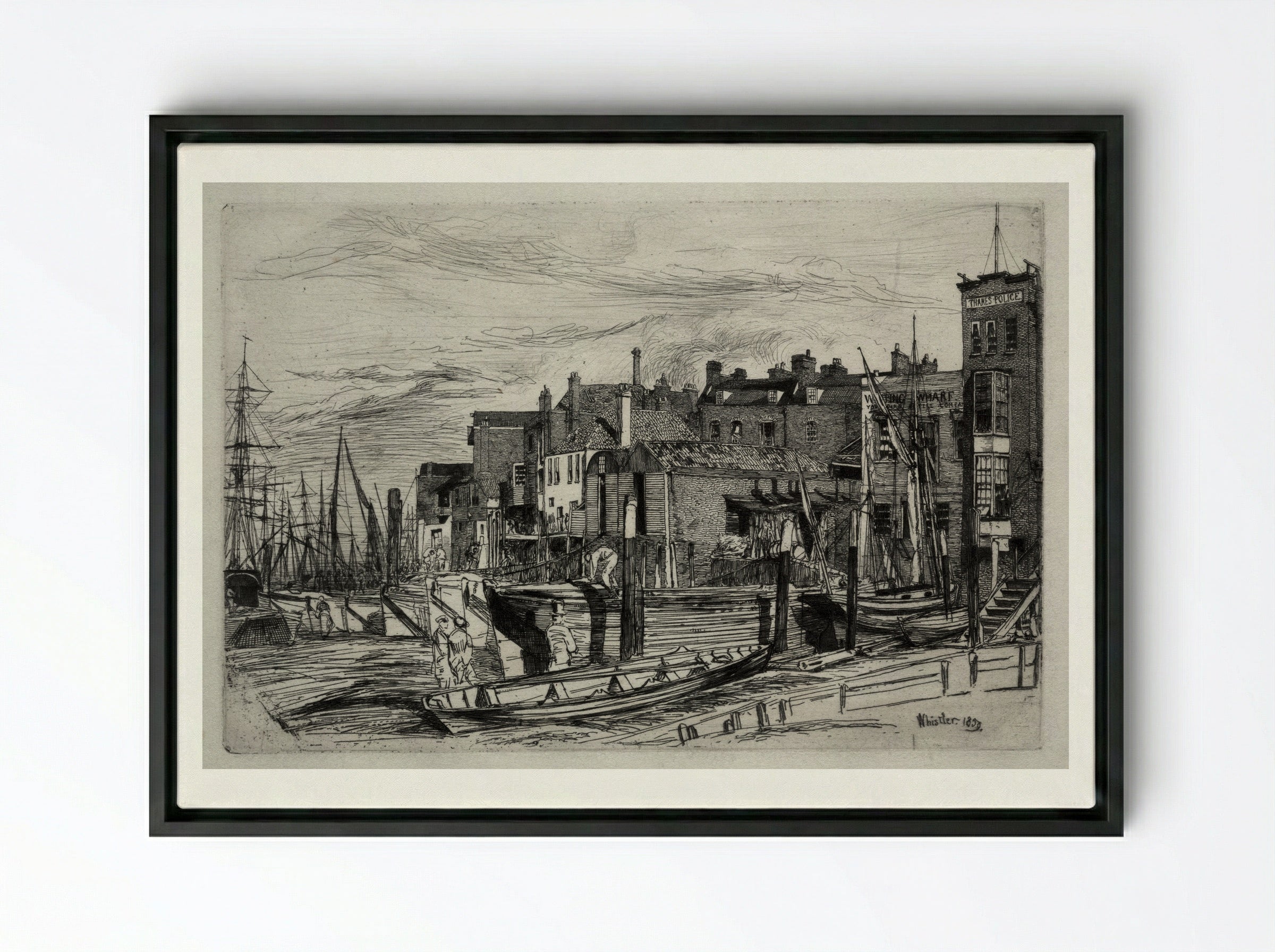 Thames Police - James McNeill Whistler - Framed Canvas Black