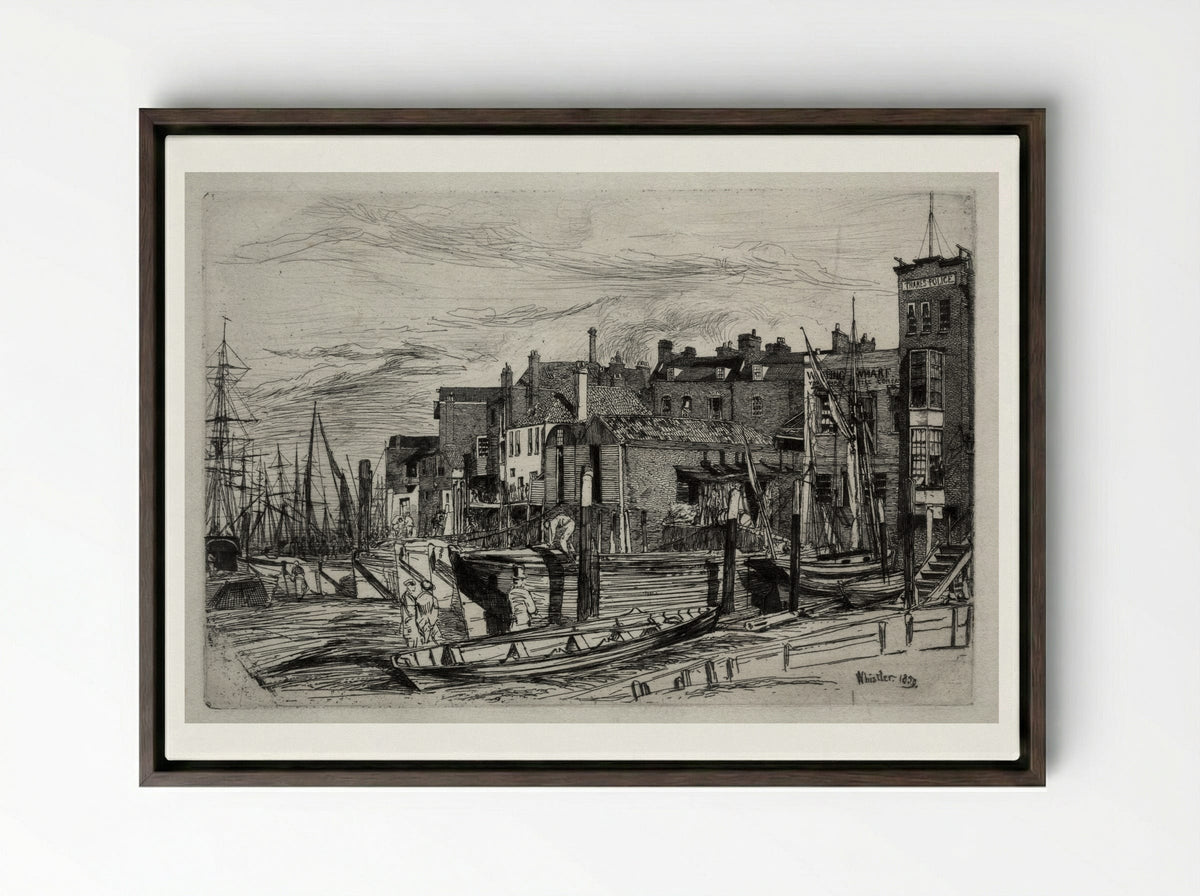 Thames Police - James McNeill Whistler - Framed Canvas Dark Wood