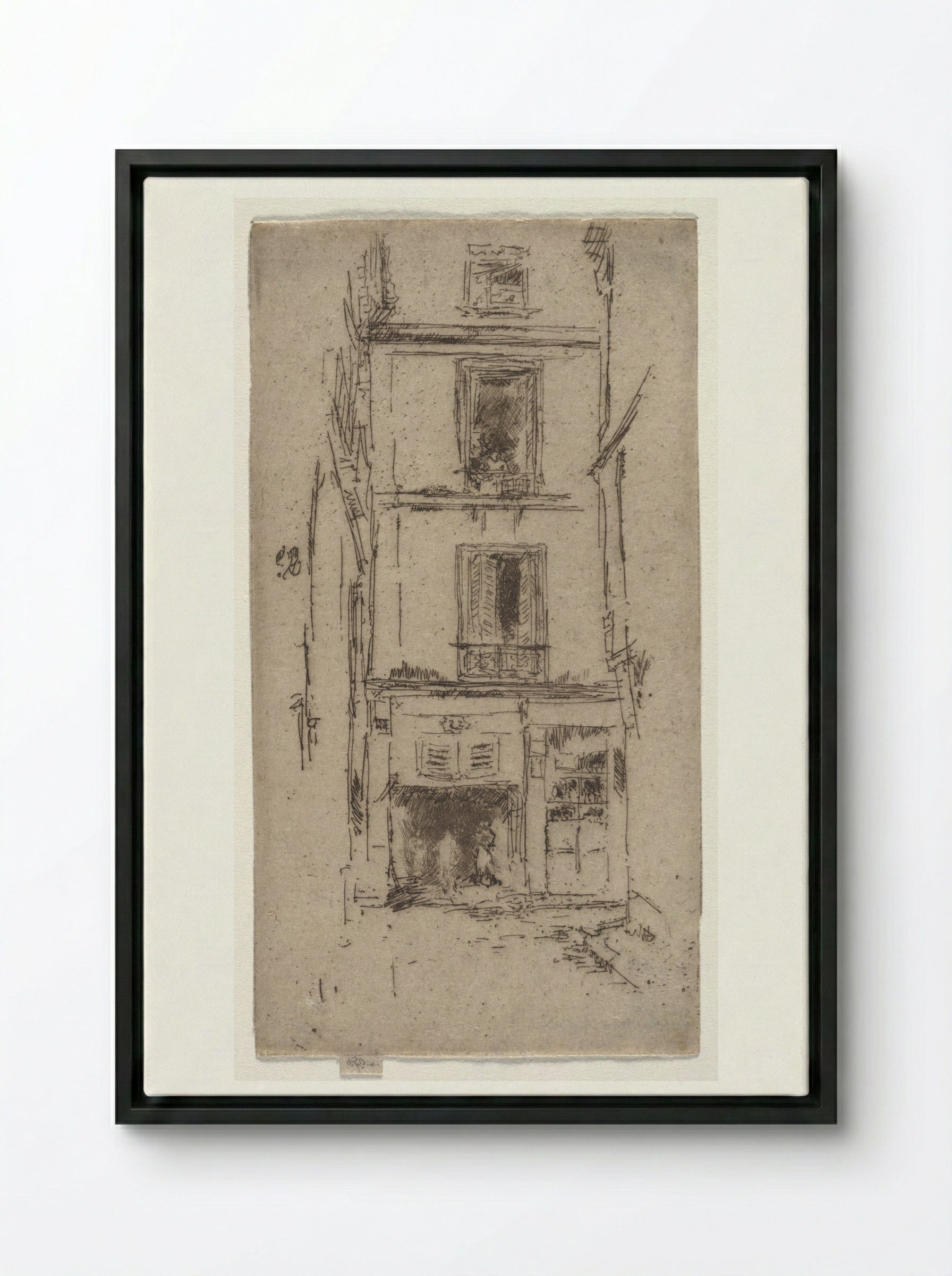 Rue des Bons Enfants, Tours - James McNeill Whistler - Framed Canvas Black