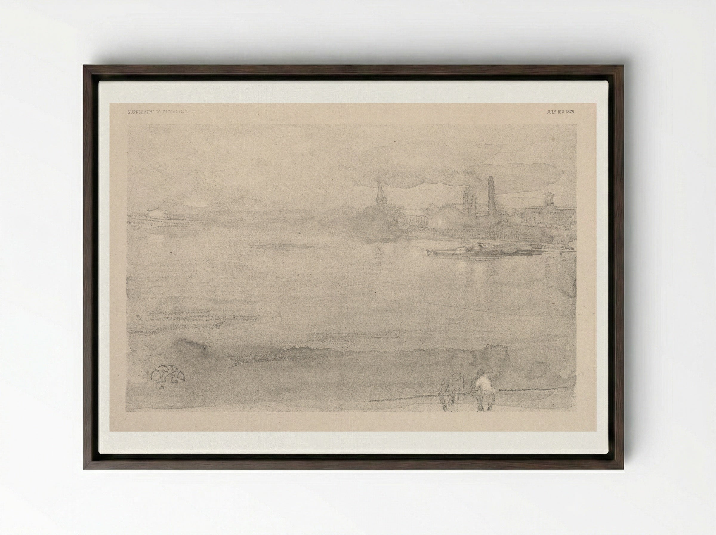 Early Morning: The Thames at Battersea - James McNeill Whistler - Framed Canvas Dark Wood