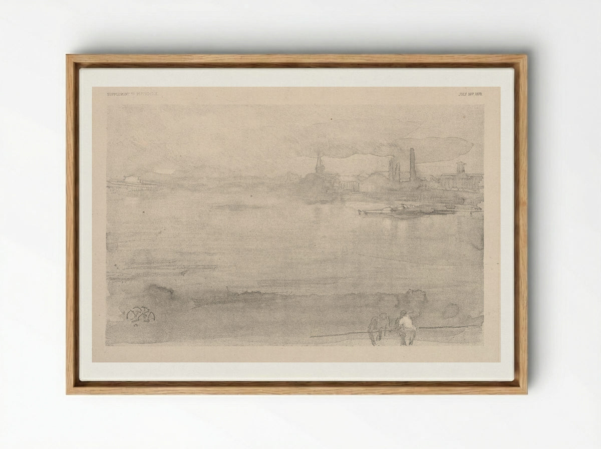 Early Morning: The Thames at Battersea - James McNeill Whistler - Framed Canvas Wood