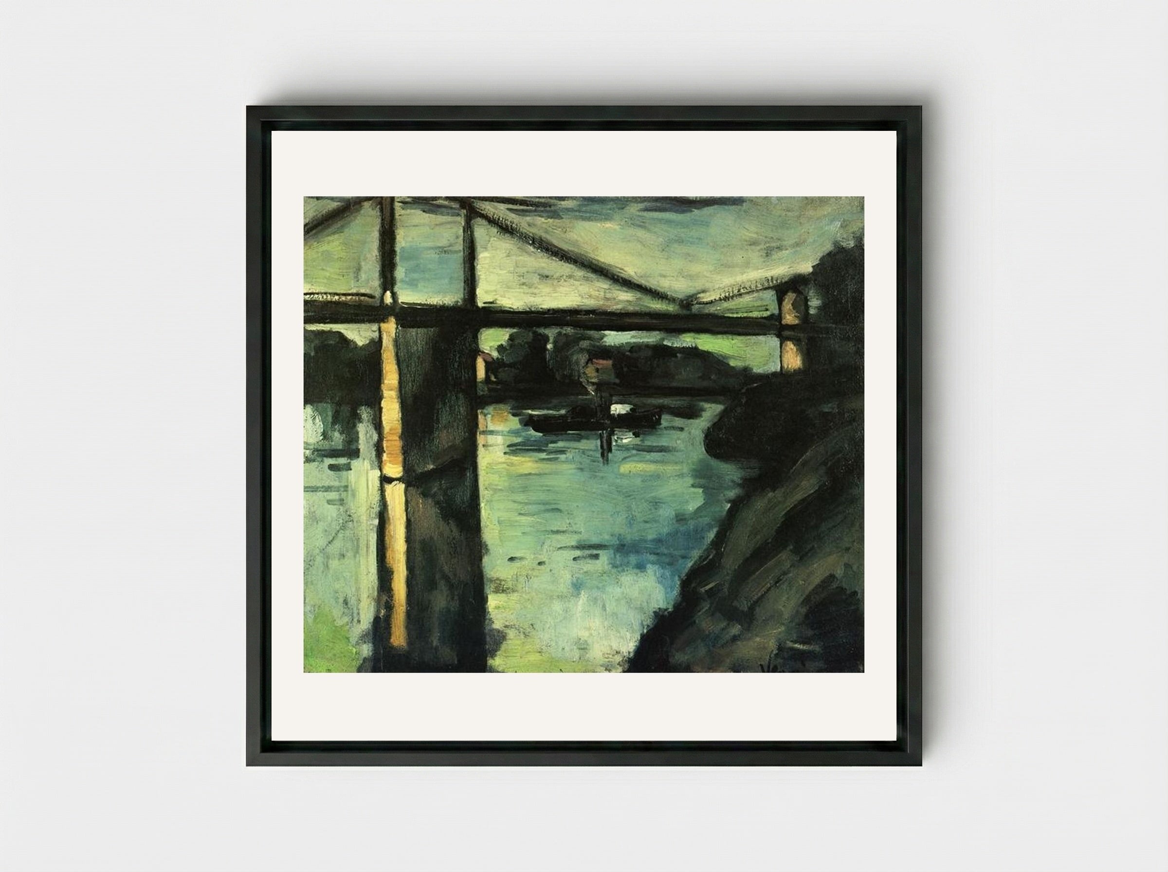 The Pont de Chatou - Maurice de Vlaminck - Framed Canvas Black