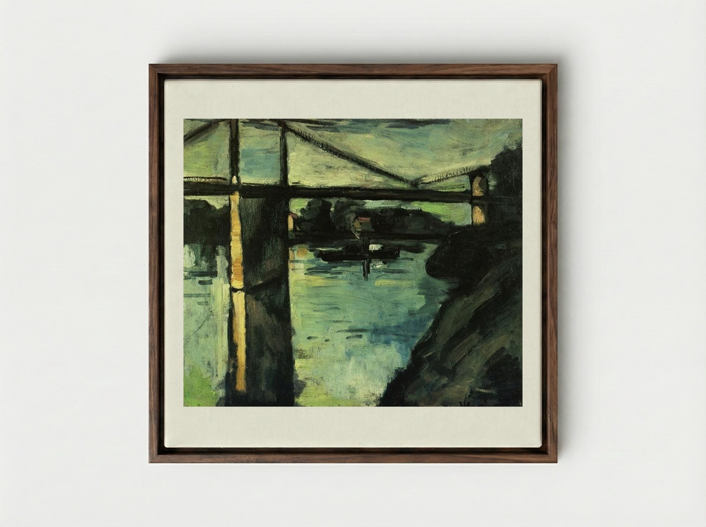 The Pont de Chatou - Maurice de Vlaminck - Framed Canvas Dark Wood