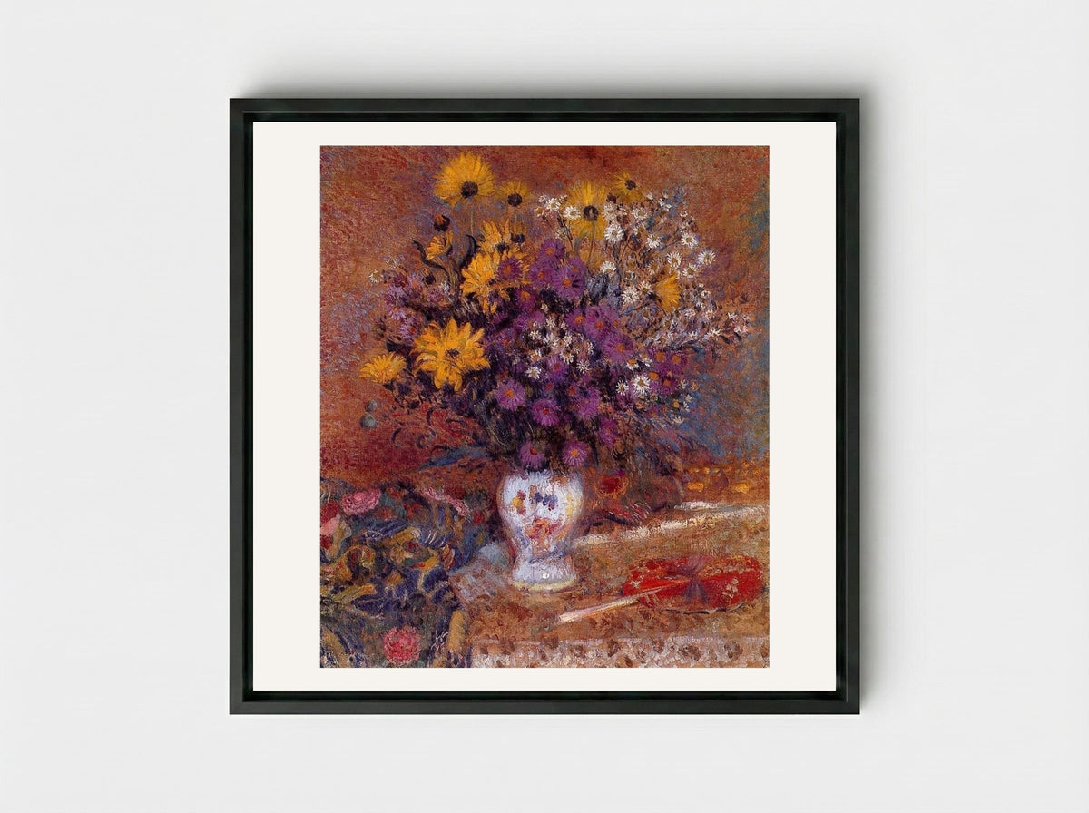 Vase of Flowers - Georges Lemmen - Framed Canvas Black