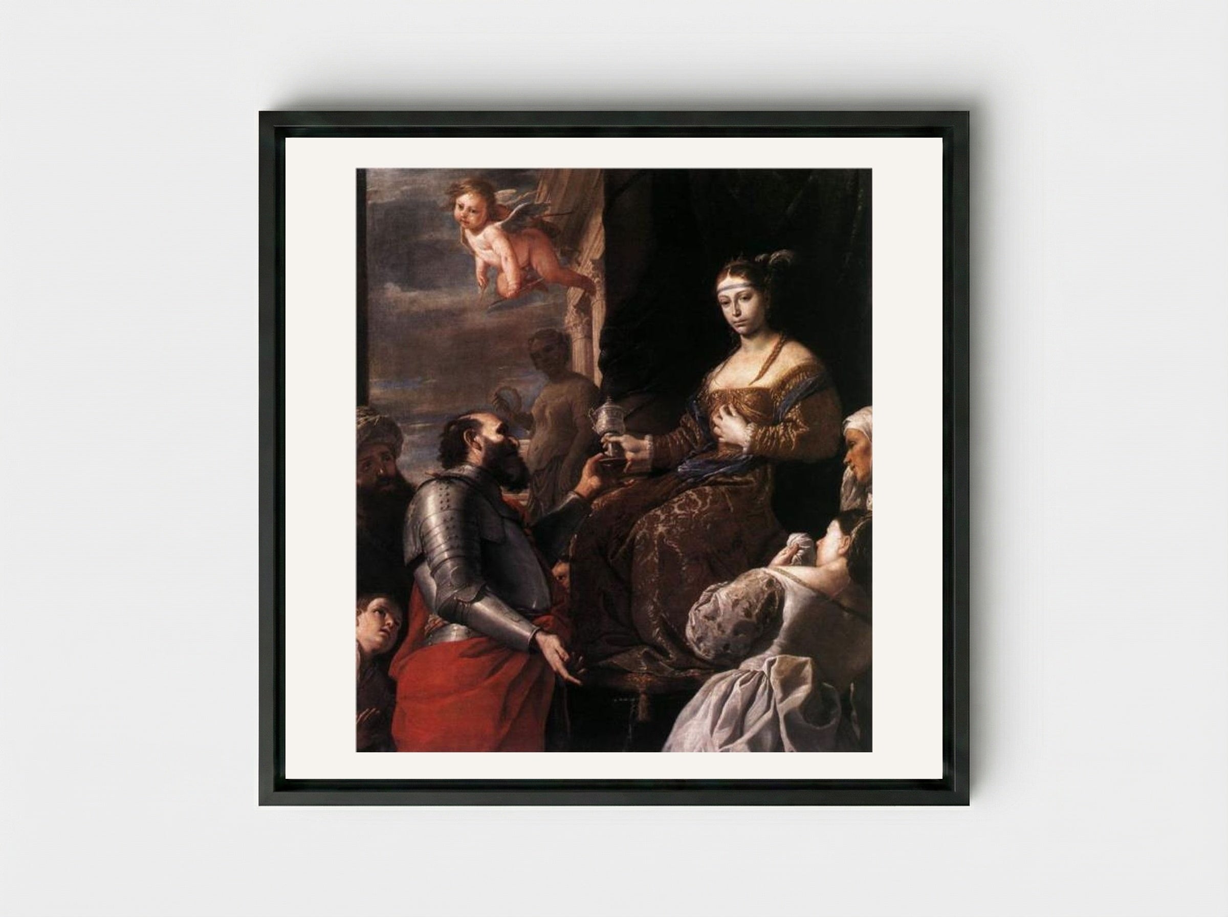 Sophonisba Receiving the Goblet - Mattia Preti - Framed Canvas Black