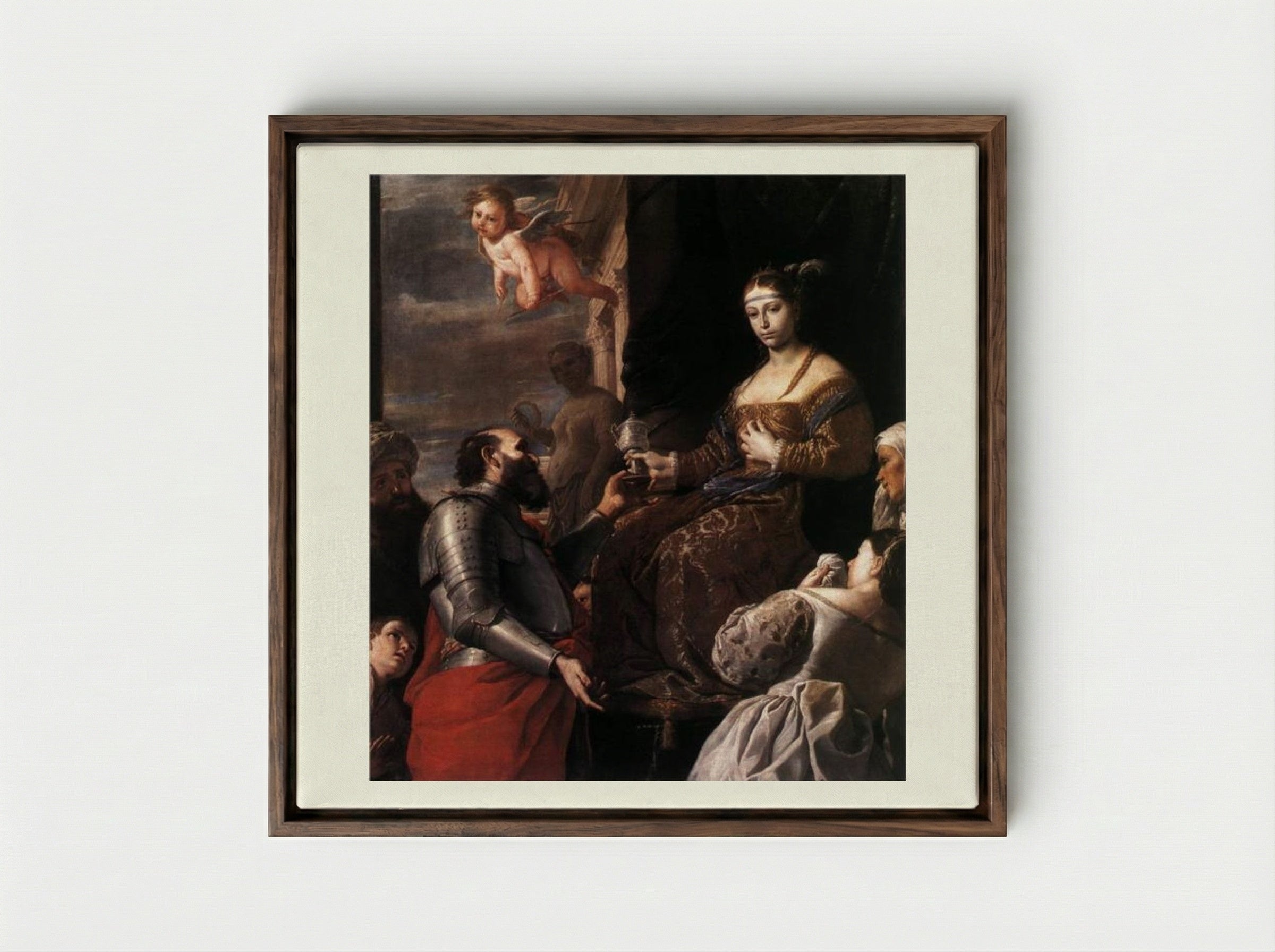 Sophonisba Receiving the Goblet - Mattia Preti - Framed Canvas Dark Wood