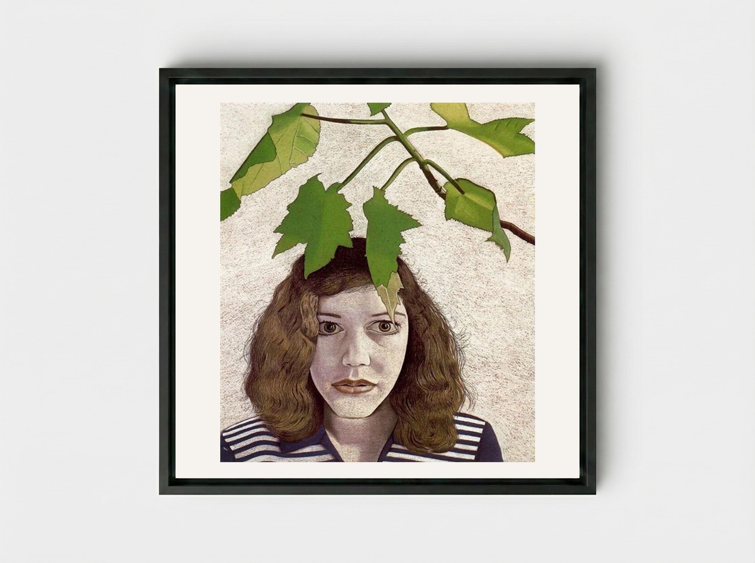 Girl with Leaves - Lucian Freud - Framed Canvas Black