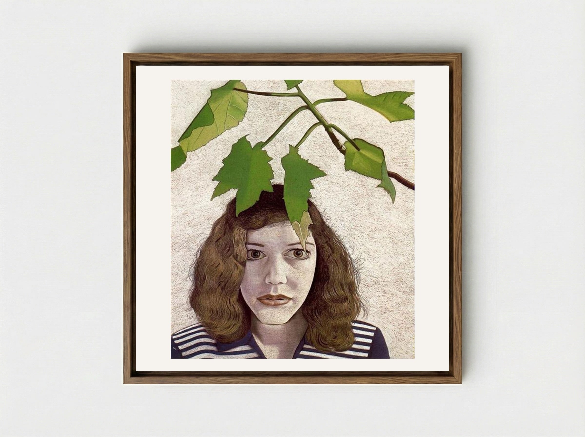 Girl with Leaves - Lucian Freud - Framed Canvas Wood