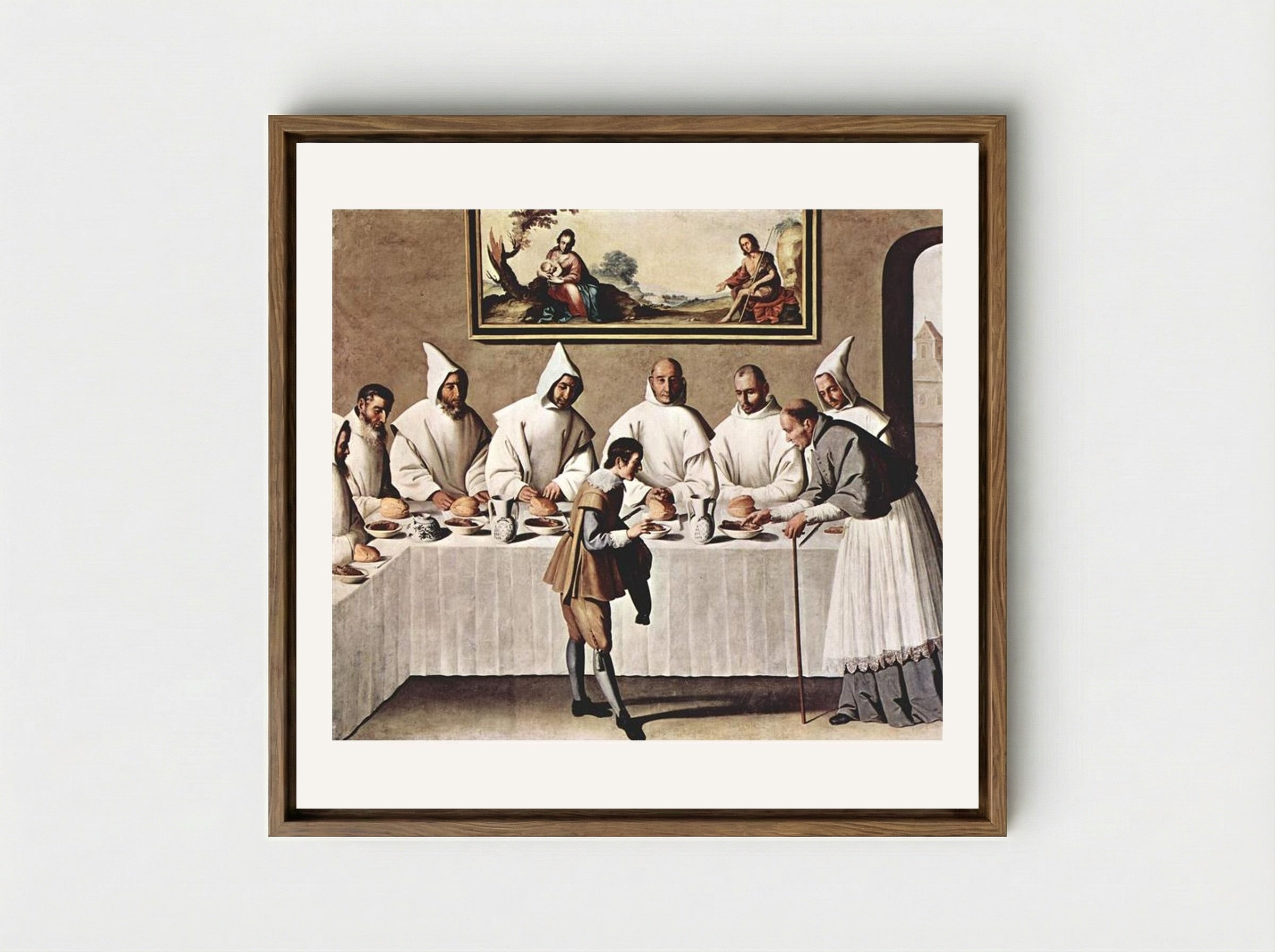 St. Hugh of Cluny in the Refectory of the Carthusians - Francisco de Zurbarán - Framed Canvas Wood