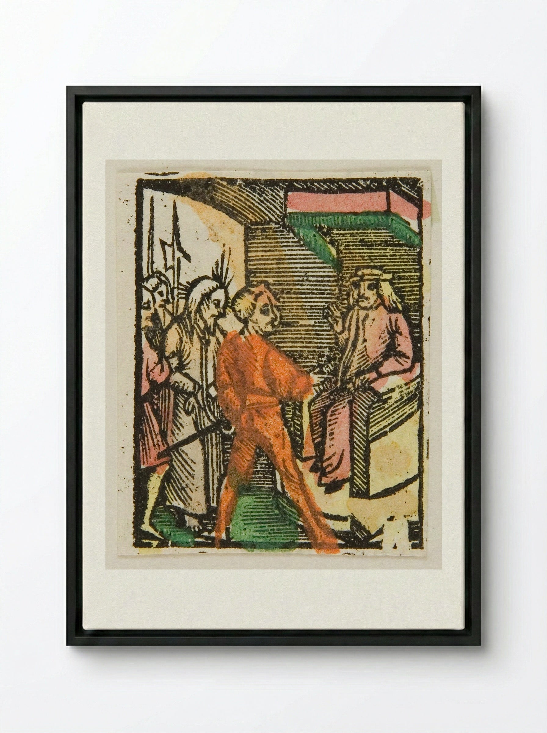 Christ Before Herod - Urs Graf - Framed Canvas Black