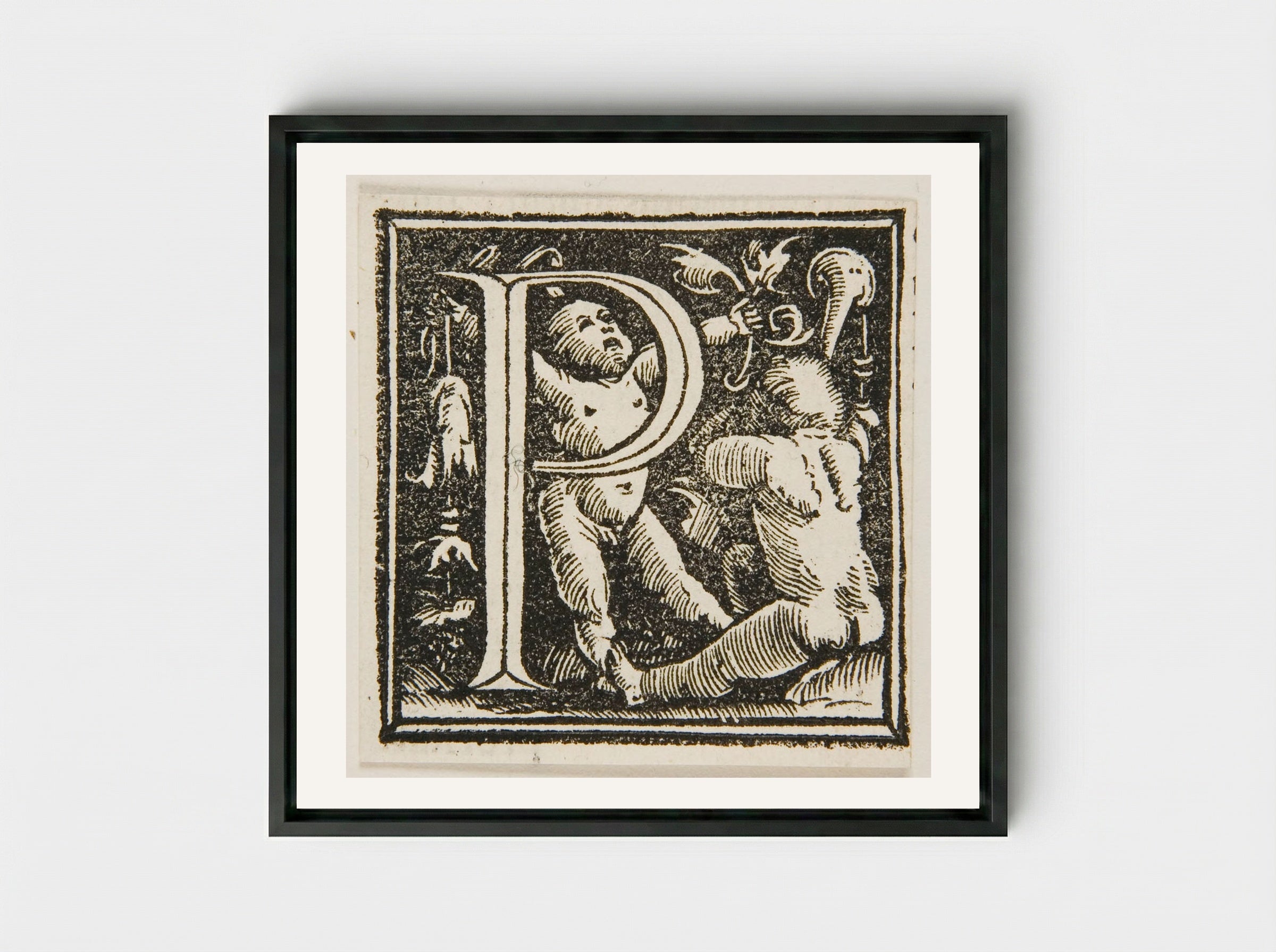 Letter P - Urs Graf - Framed Canvas Black