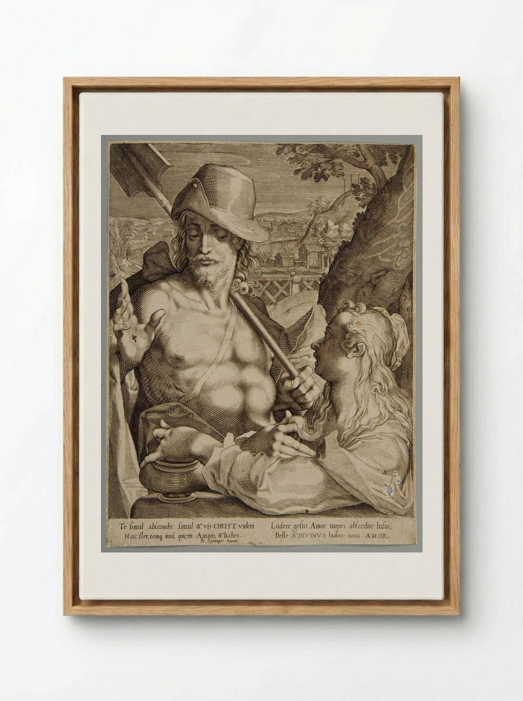 Christ as Gardener with Mary Magdalen - Aegidius Sadeler II - Framed Canvas Wood