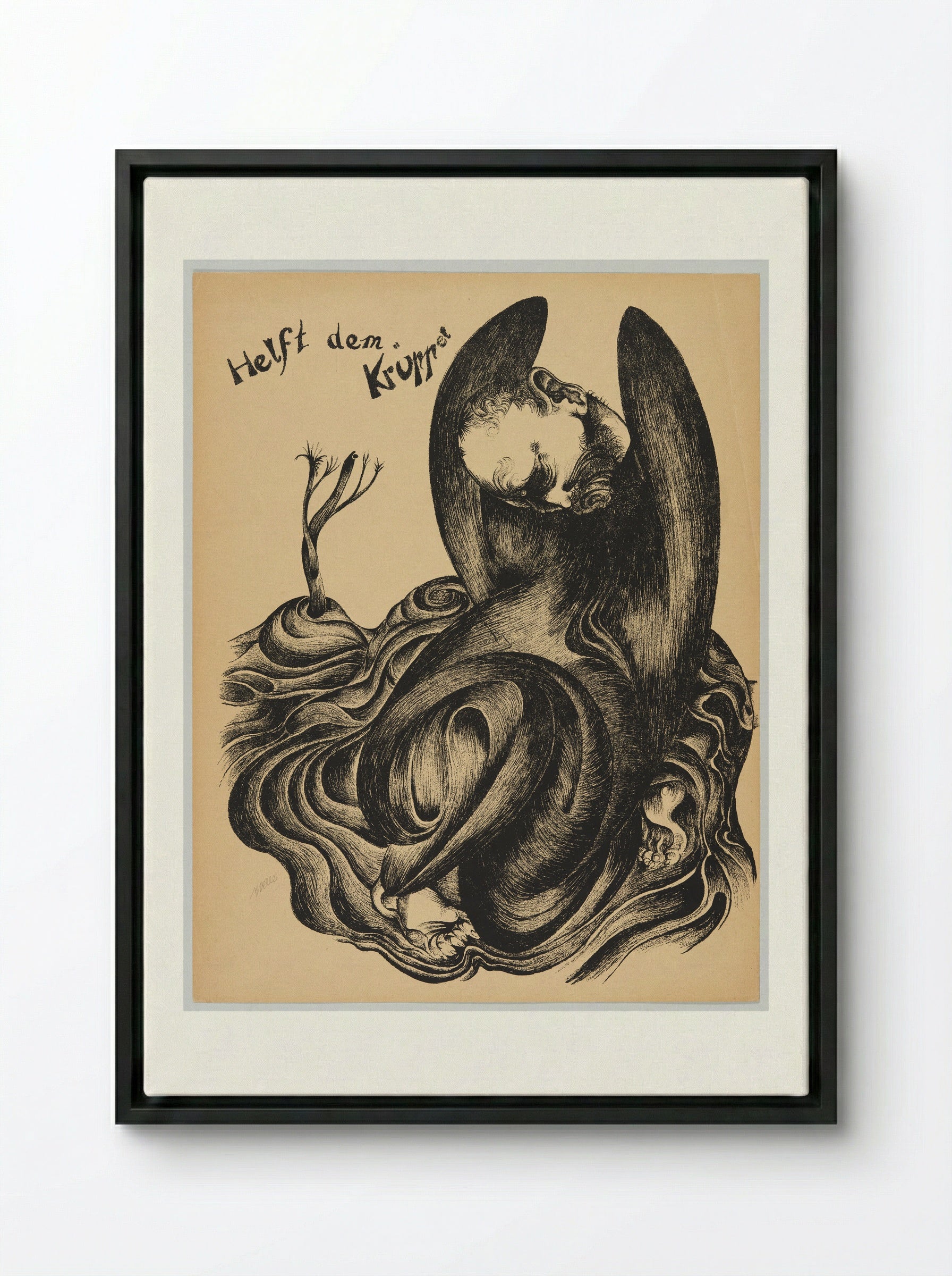 Helft dem Krüppel - Heinrich Hoerle - Framed Canvas Black