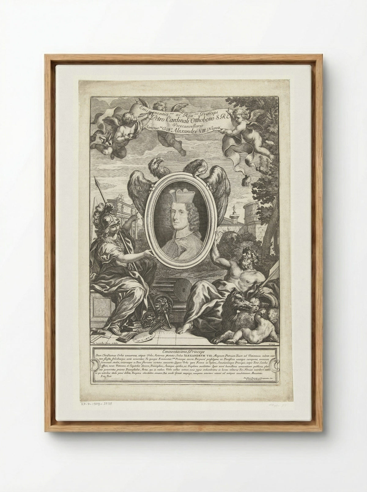 Portrait of Cardinal Pietro Ottoboni - Giovanni Giacomo de' Rossi - Framed Canvas Wood