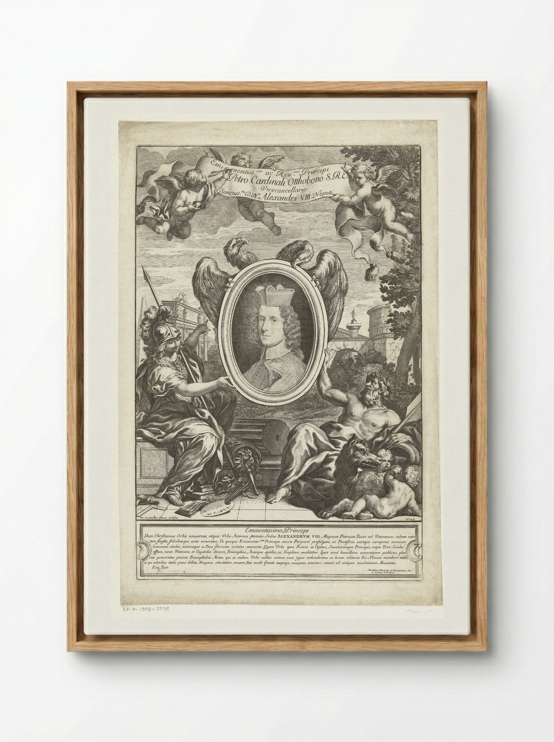 Portrait of Cardinal Pietro Ottoboni - Giovanni Giacomo de' Rossi - Framed Canvas Wood