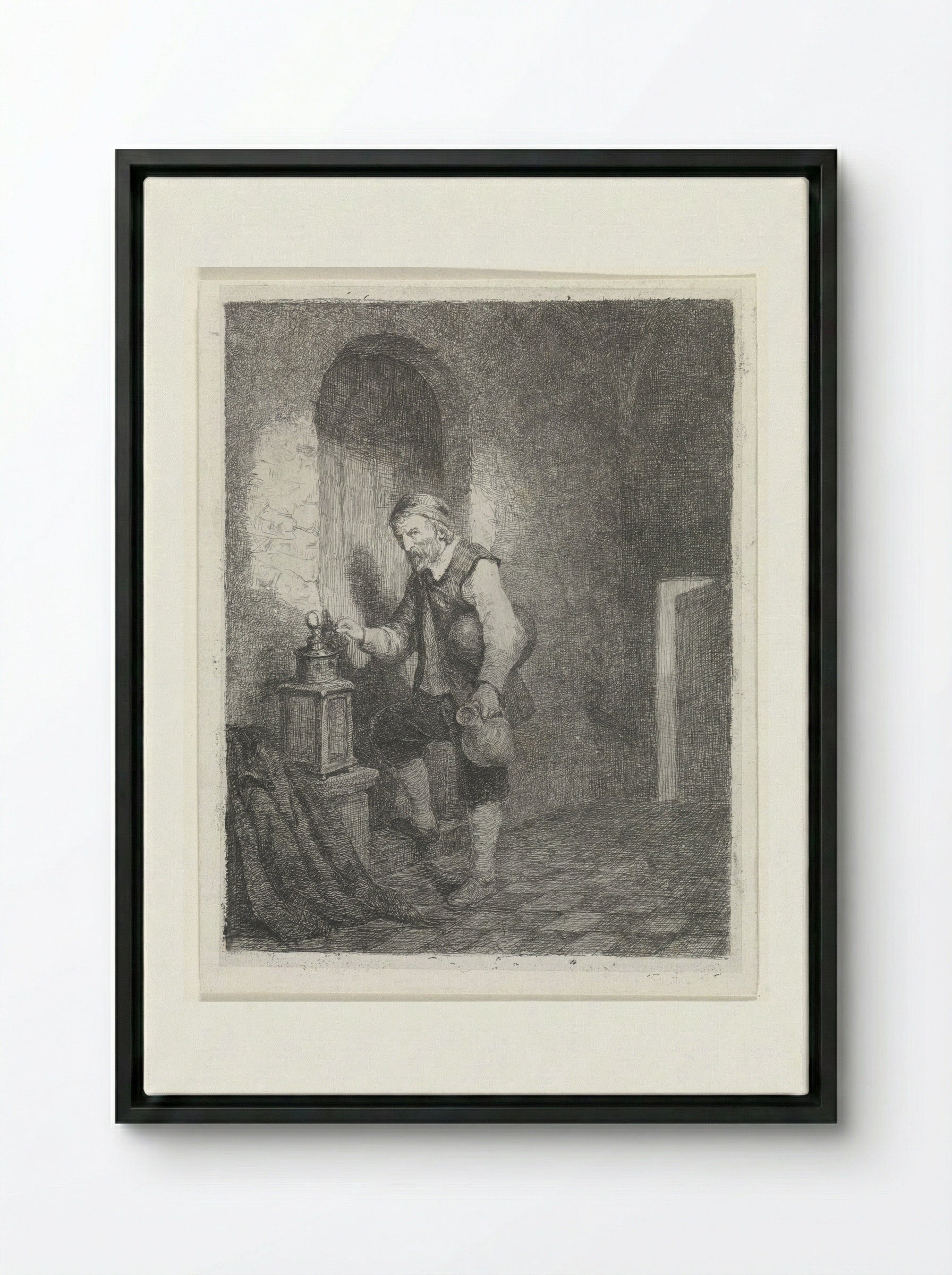 Cipier (The Gaoler) - David van der Kellen - Framed Canvas Black