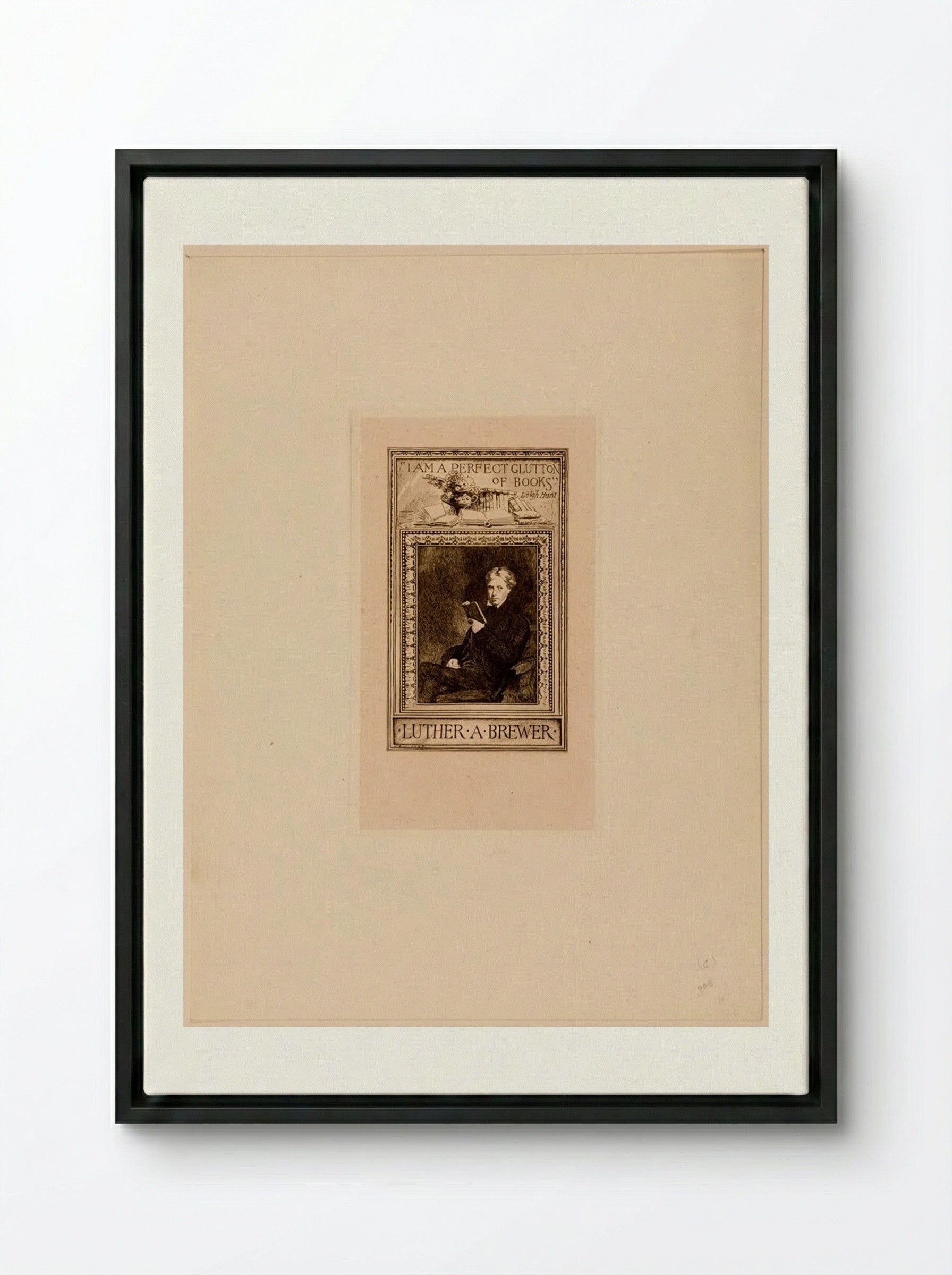 Bookplate of Luther A. Brewer - Sidney L. Smith - Framed Canvas Black