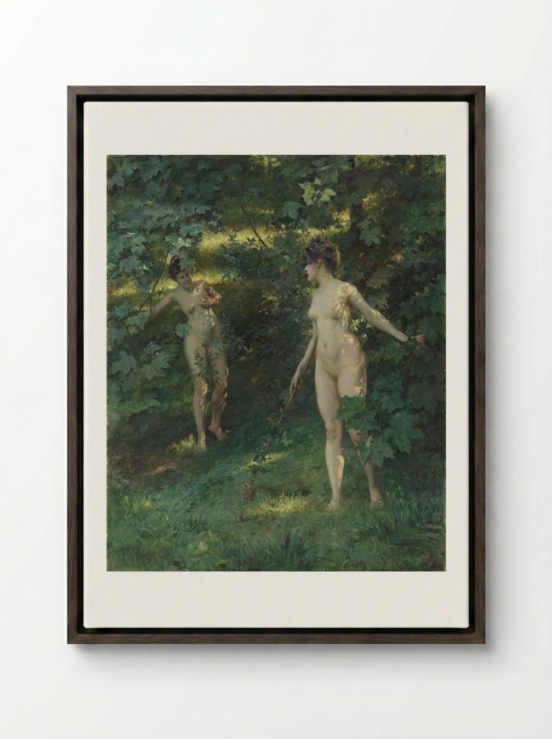 Nymphs of Nysa - Julius LeBlanc Stewart - Framed Canvas Dark Wood