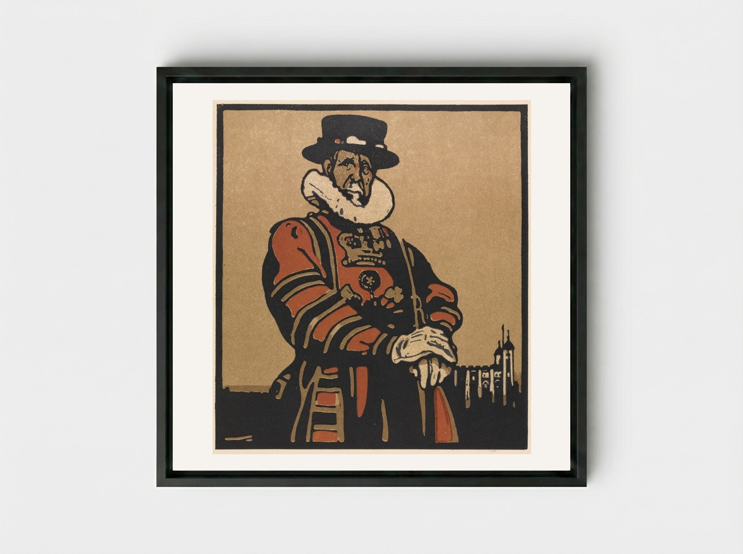 London Types: Beefeater - William Nicholson - Framed Canvas Black