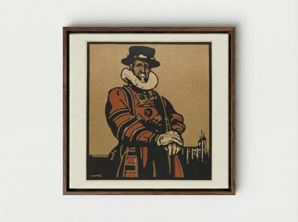 London Types: Beefeater - William Nicholson - Framed Canvas Dark Wood