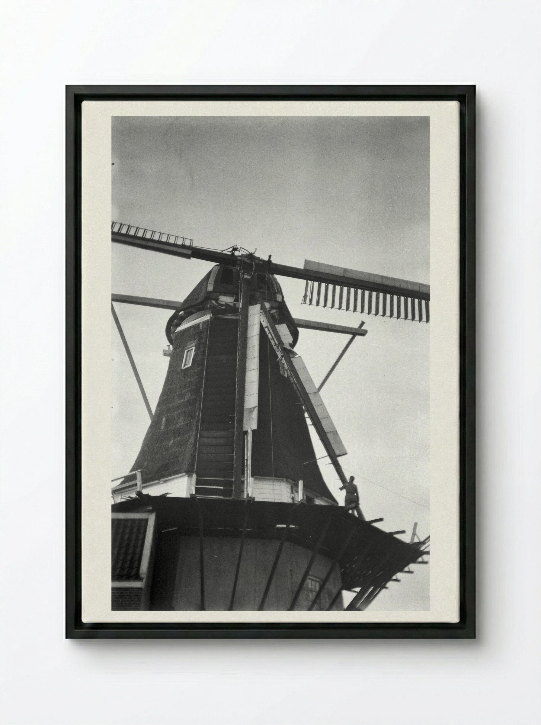 Stellingmolen (Windmill Study) - Willem Westbroek - Framed Canvas Black