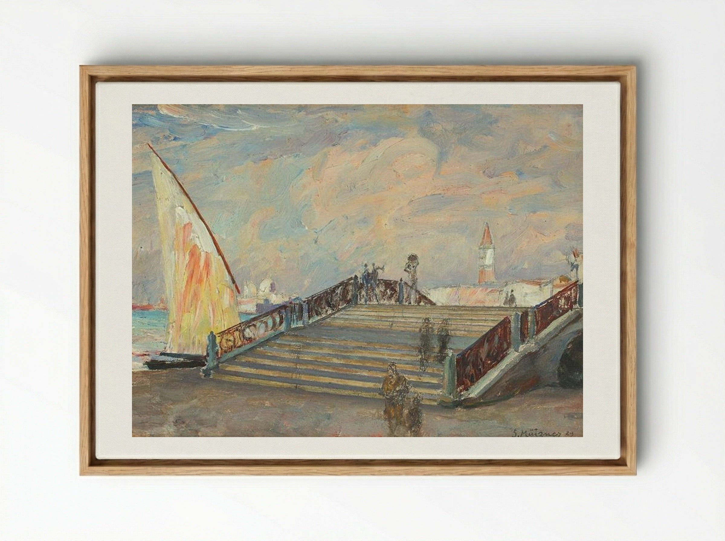 Bridge in Venice - Samuel Mützner - Framed Canvas Wood