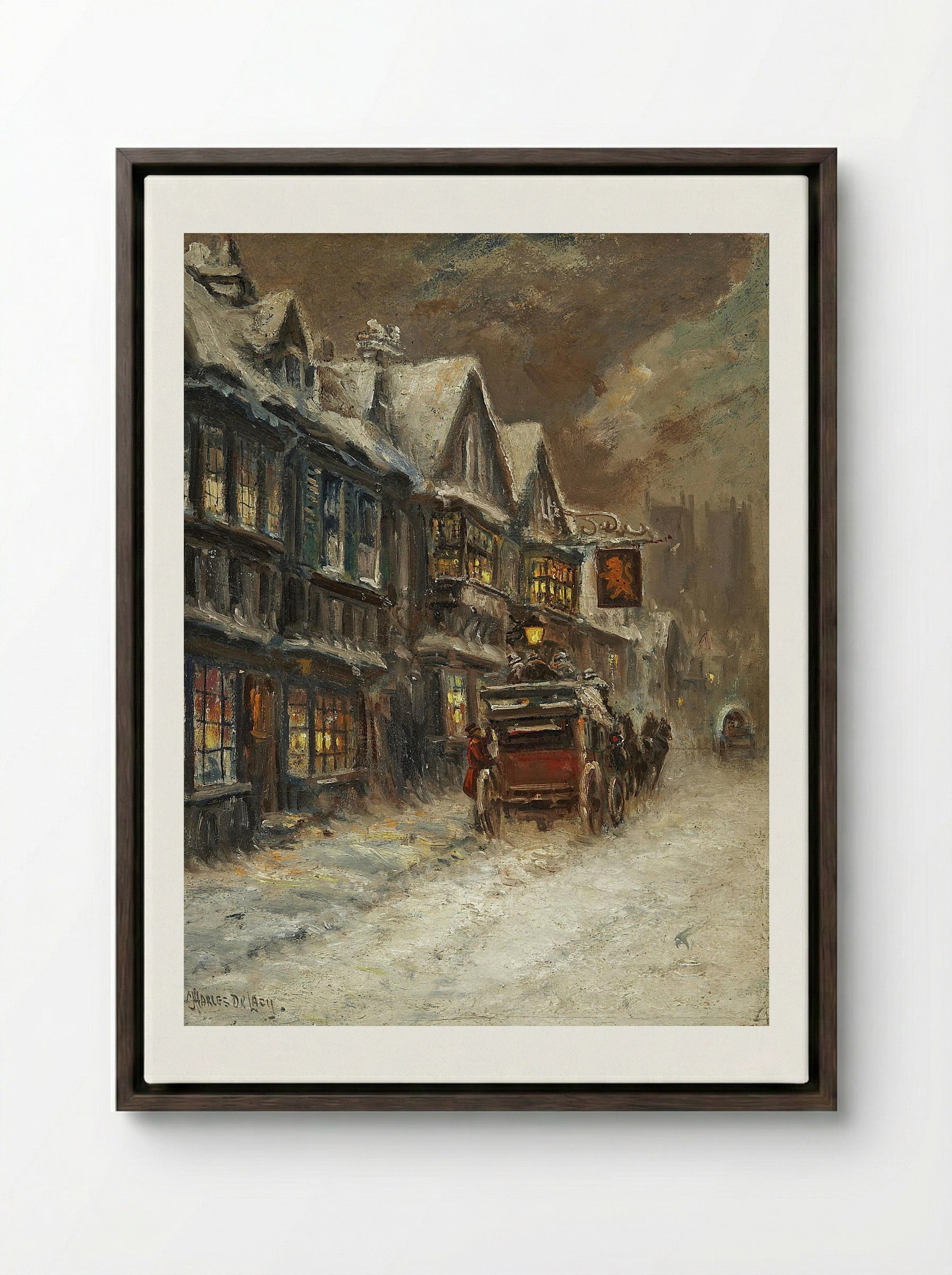 Winter - Charles John de Lacy - Framed Canvas Dark Wood