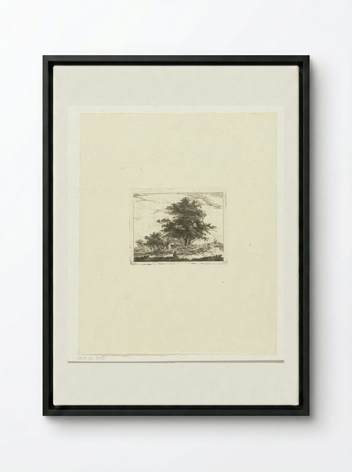 Landschap met rustende wandelaar - Hermanus van Brussel - Framed Canvas Black