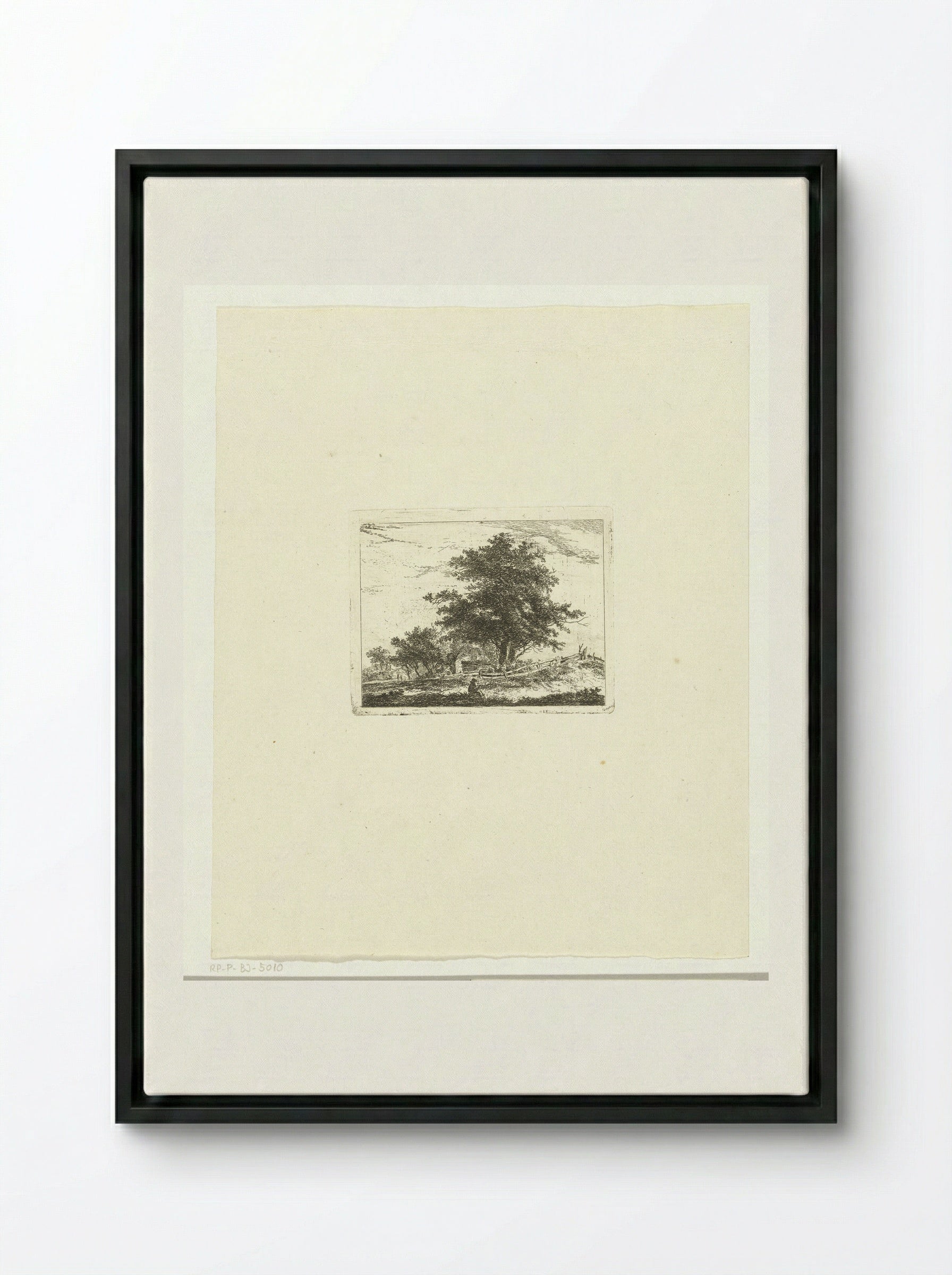 Landschap met rustende wandelaar - Hermanus van Brussel - Framed Canvas Black