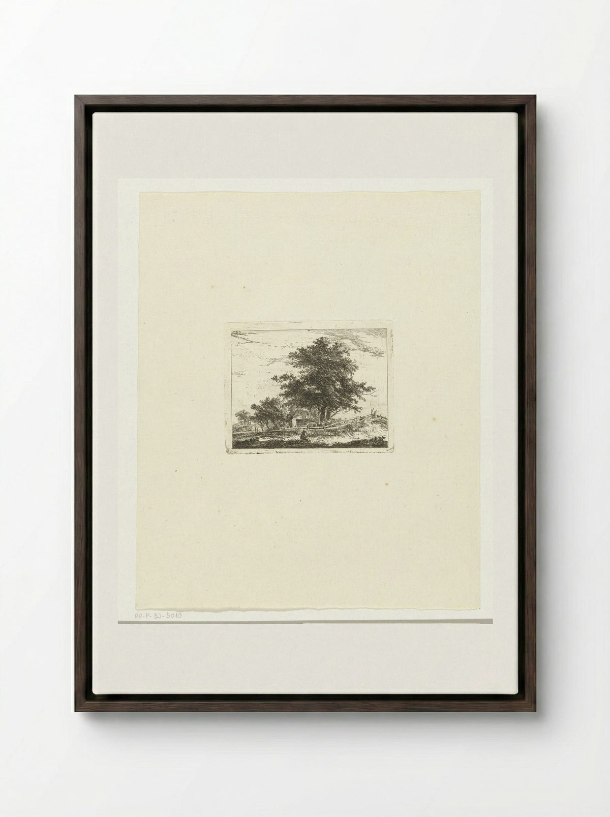 Landschap met rustende wandelaar - Hermanus van Brussel - Framed Canvas Dark Wood