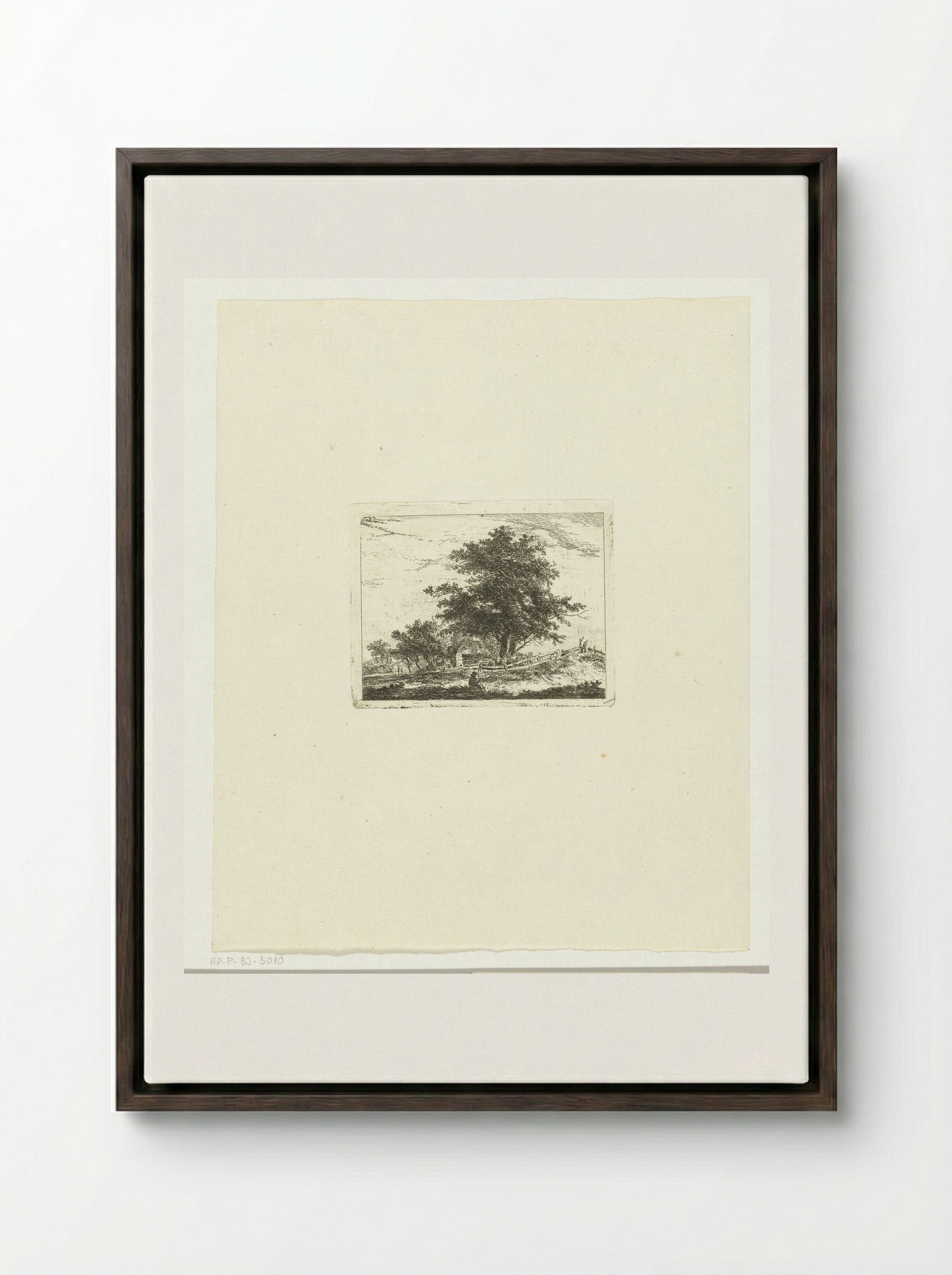 Landschap met rustende wandelaar - Hermanus van Brussel - Framed Canvas Dark Wood