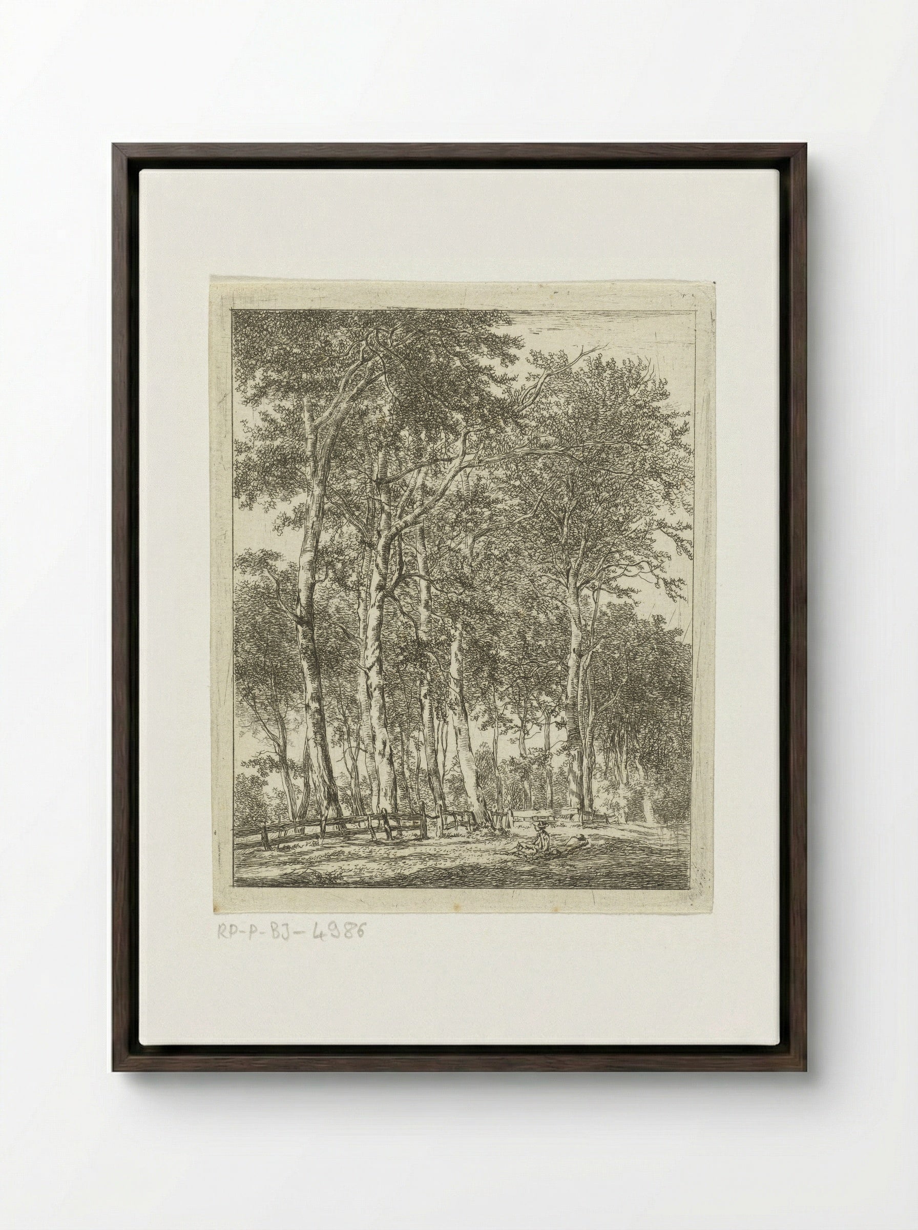 Rustende figuren bij hoge bomen - Hermanus van Brussel - Framed Canvas Dark Wood