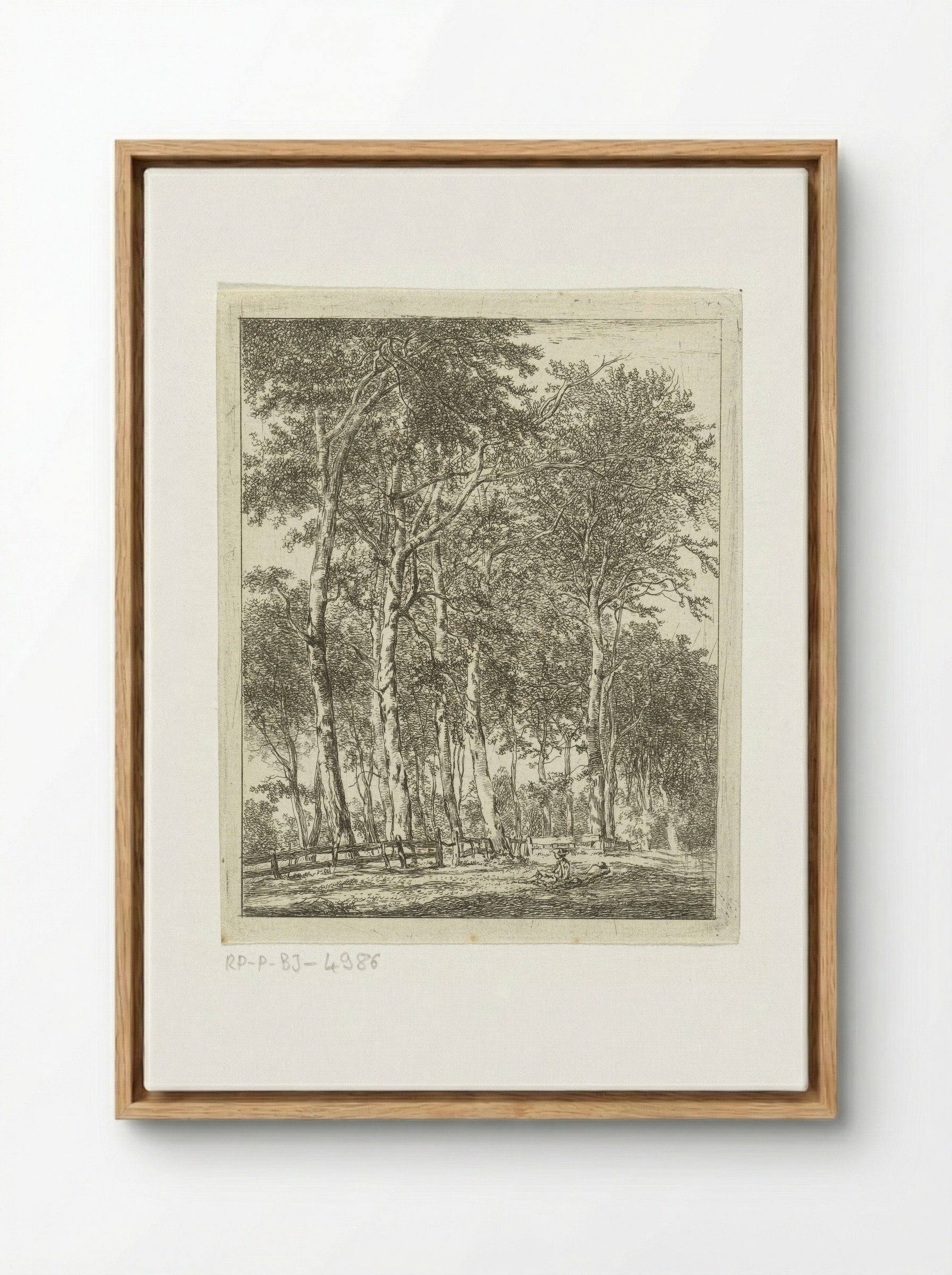 Rustende figuren bij hoge bomen - Hermanus van Brussel - Framed Canvas Wood