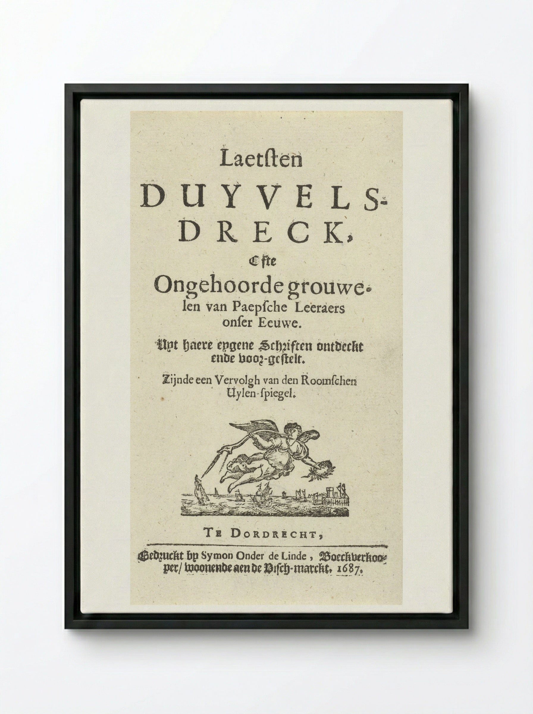 Title Page for J. Lydius, Laetsten duyvels-dreck - Arnold Houbraken - Framed Canvas Black