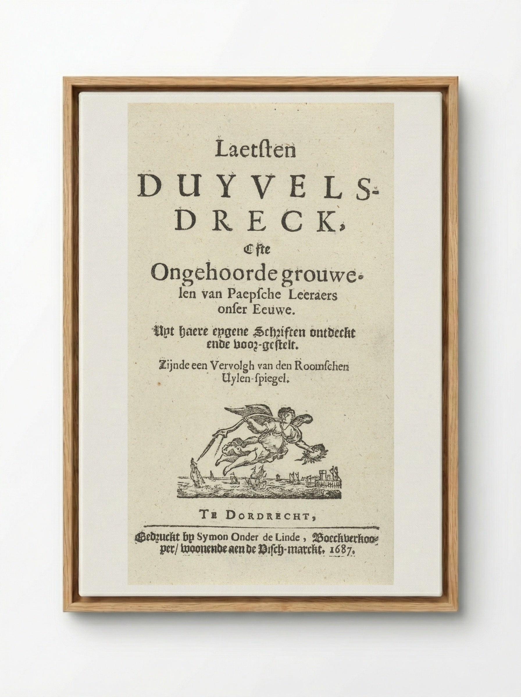 Title Page for J. Lydius, Laetsten duyvels-dreck - Arnold Houbraken - Framed Canvas Wood