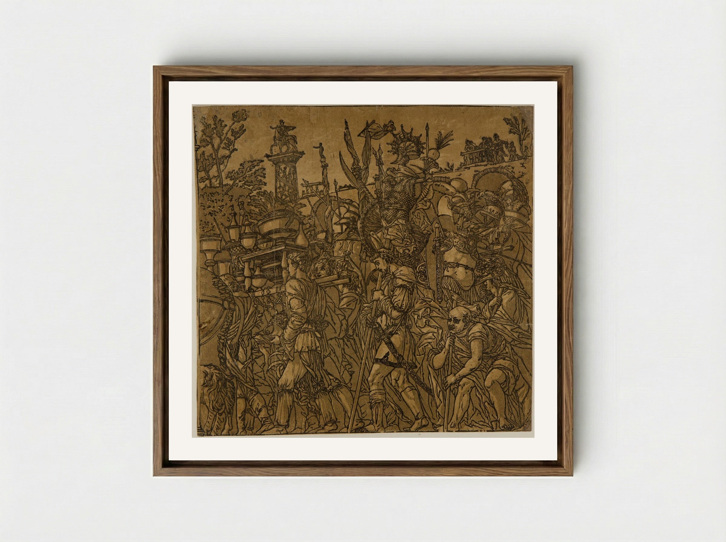 Triumph with Men Carrying Vases and Trophies - Andrea Andreani - Framed Canvas Wood