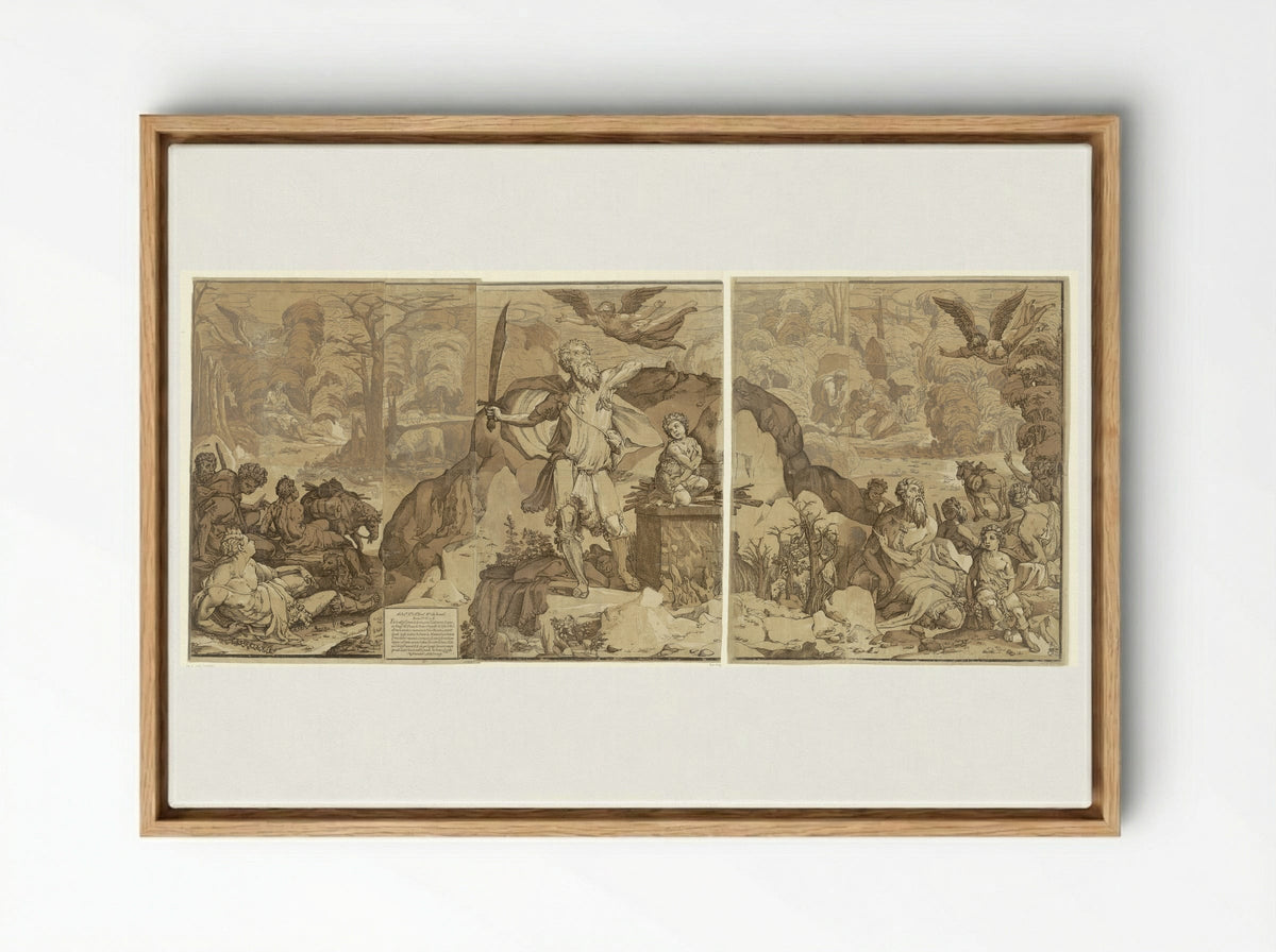 The Sacrifice of Isaac - Andrea Andreani - Framed Canvas Wood