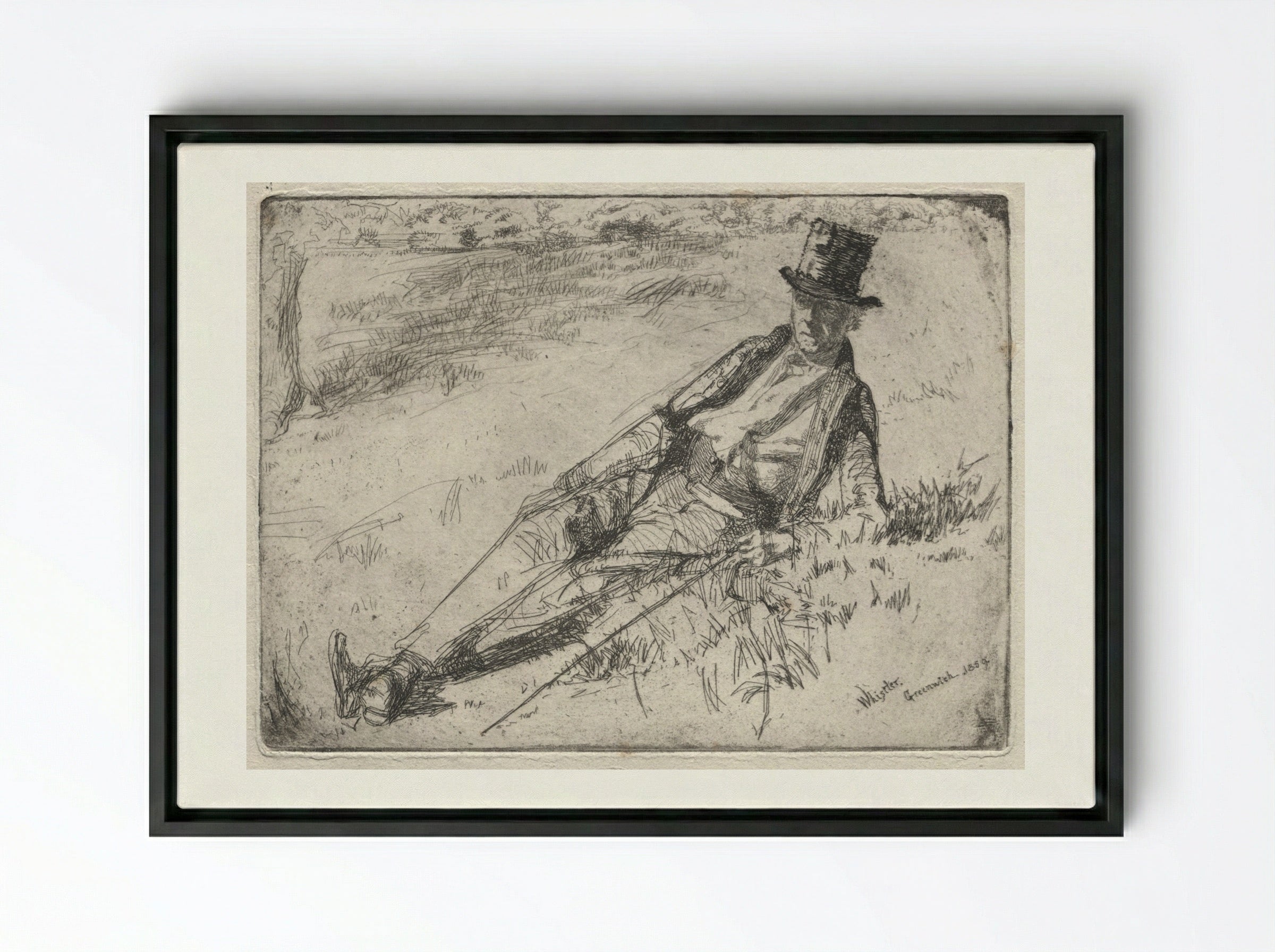 Greenwich Pensioner - James McNeill Whistler - Framed Canvas Black