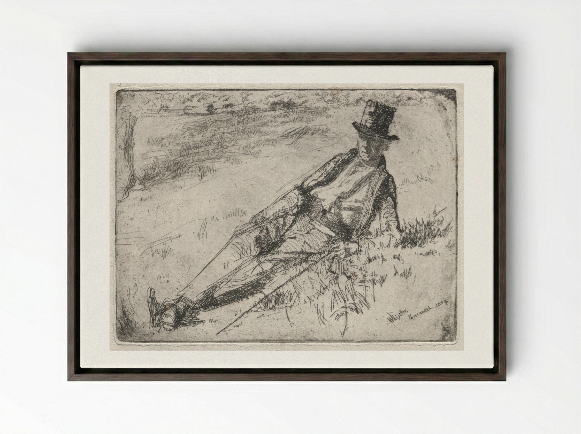 Greenwich Pensioner - James McNeill Whistler - Framed Canvas Dark Wood