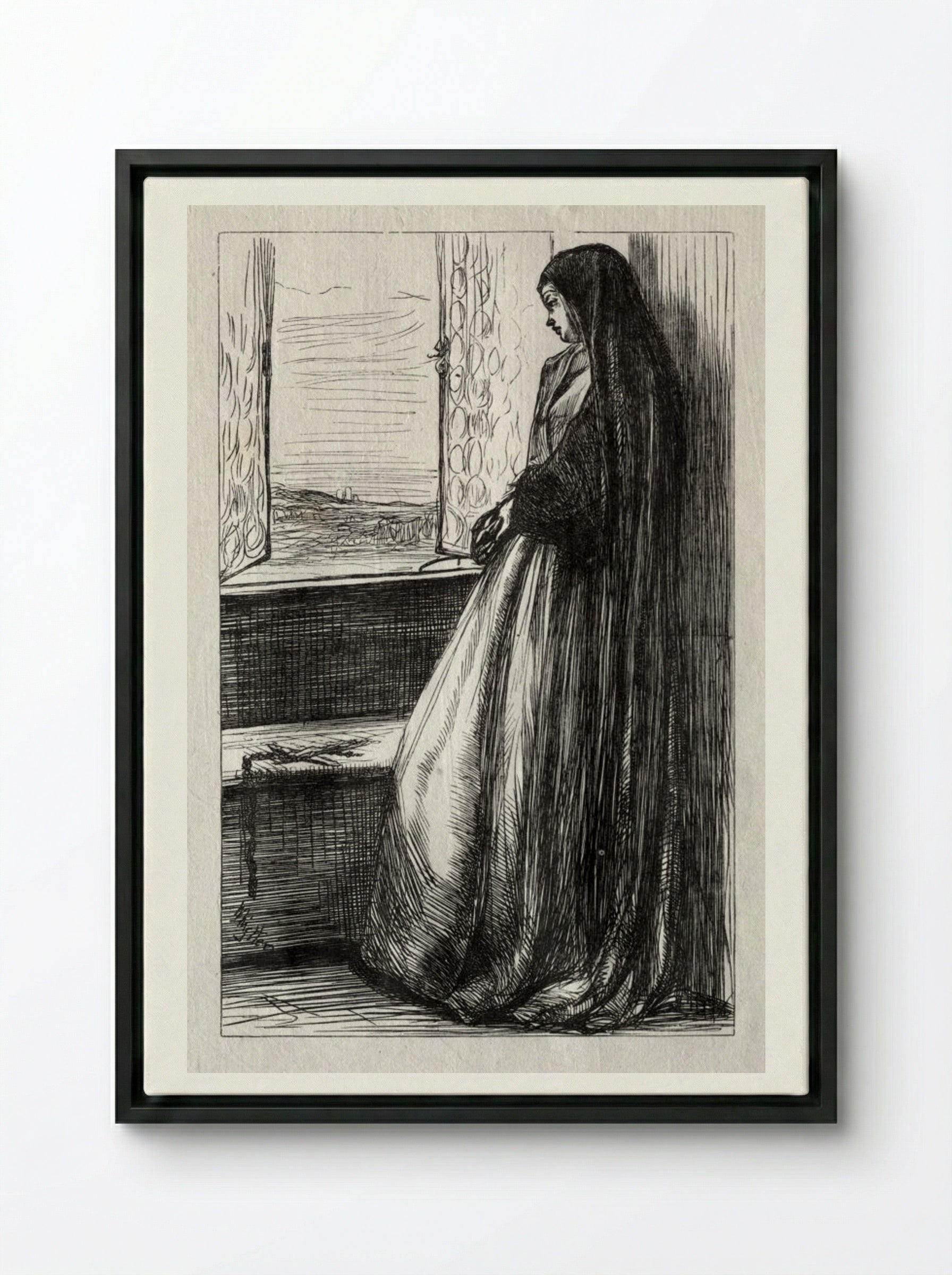 Illustration for Count Bruckhardt in Once a Week - James McNeill Whistler - Framed Canvas Black