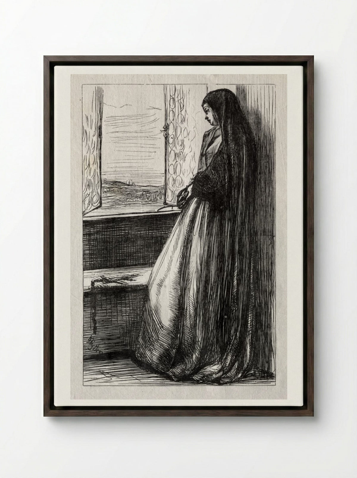 Illustration for Count Bruckhardt in Once a Week - James McNeill Whistler - Framed Canvas Dark Wood