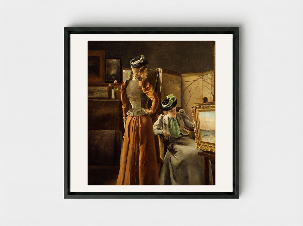In the Studio - Alfred Stevens - Framed Canvas Black