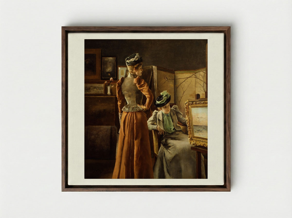 In the Studio - Alfred Stevens - Framed Canvas Dark Wood