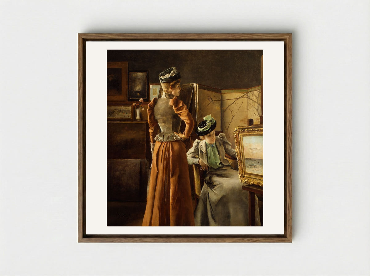 In the Studio - Alfred Stevens - Framed Canvas Wood