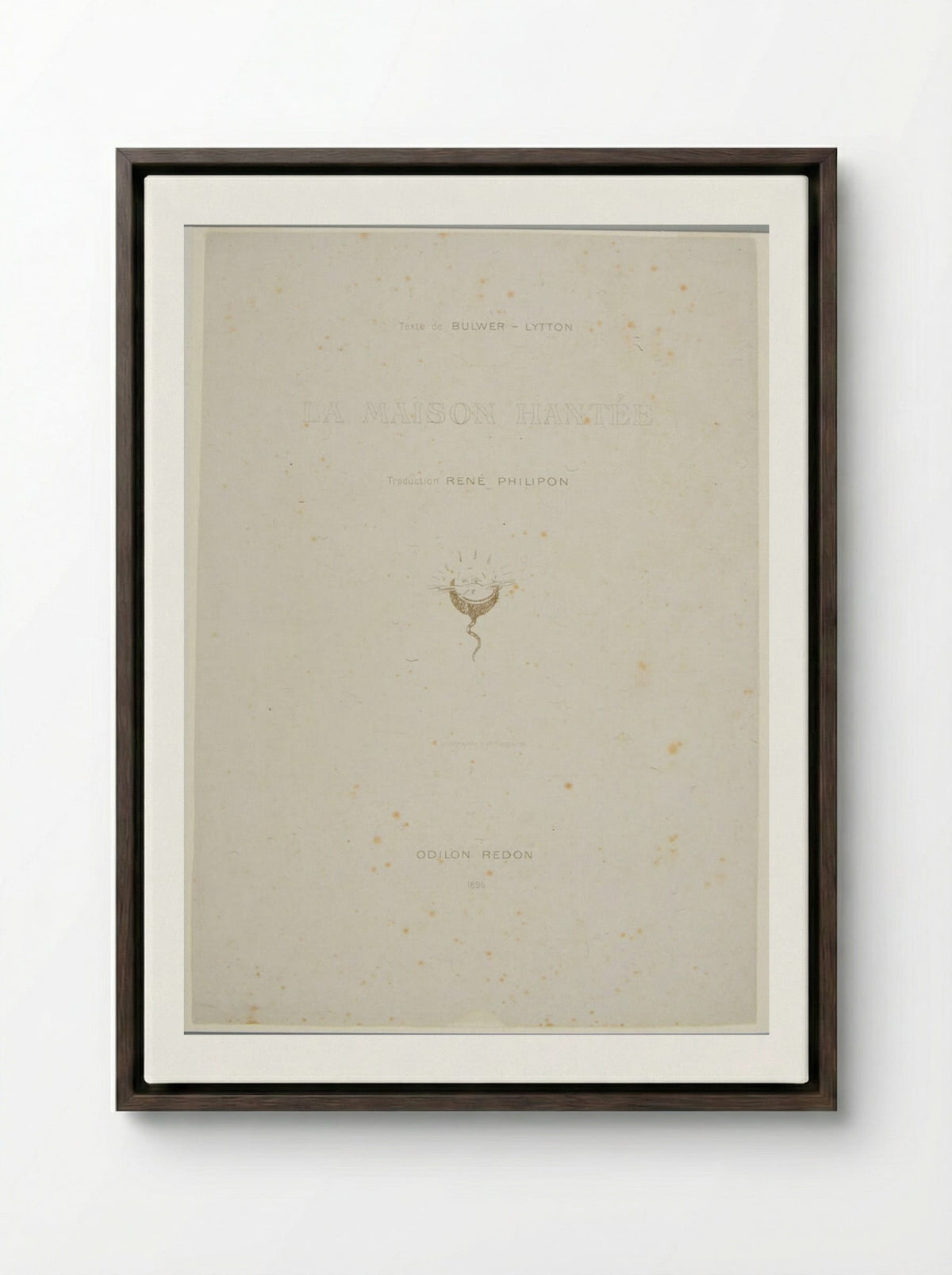 Frontispiece for La Maison Hantée - Odilon Redon - Framed Canvas Dark Wood