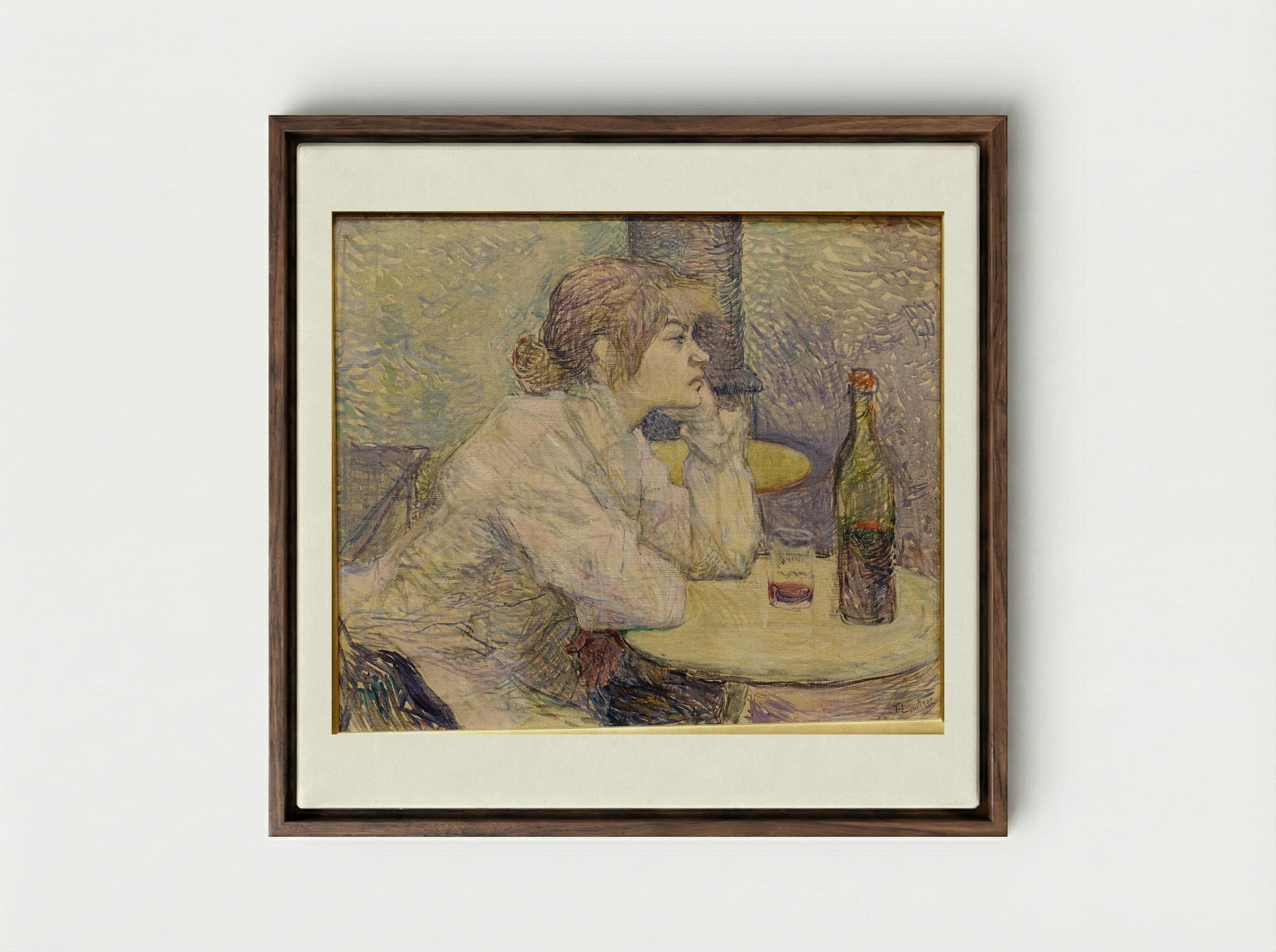 The Hangover (Suzanne Valadon) - Henri de Toulouse-Lautrec - Framed Canvas Dark Wood