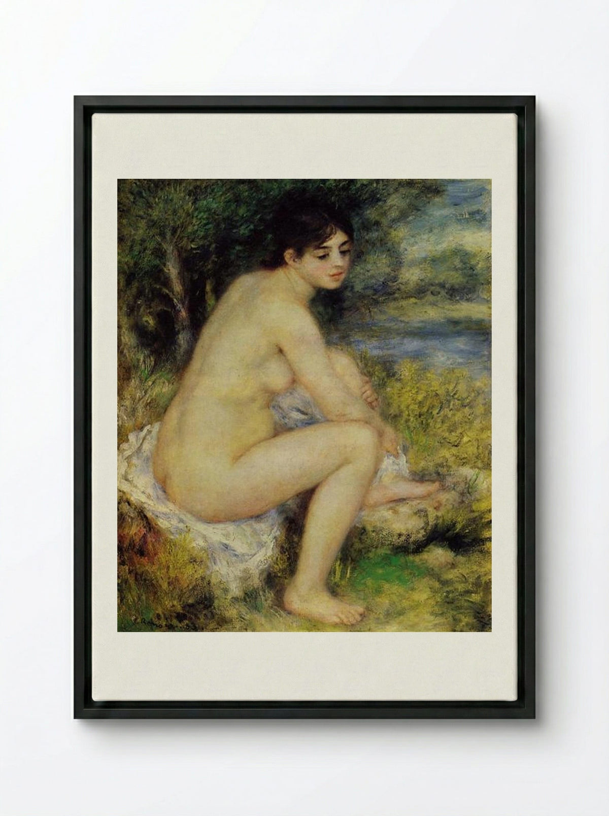 Seated Bather - Pierre-Auguste Renoir - Framed Canvas Black